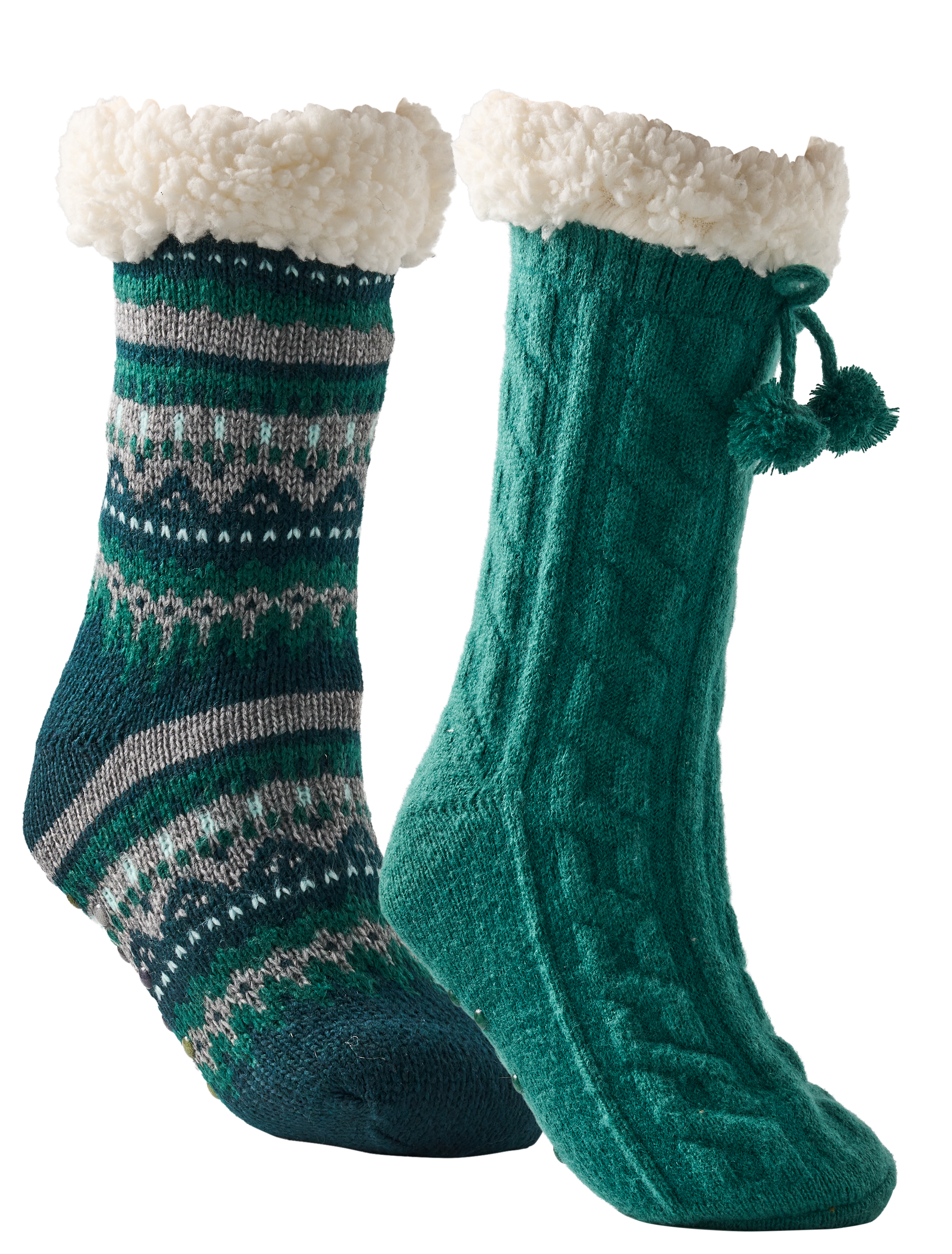 Image of Natural Reflections Cozy Socks with Pom-Pom for Women 2-Pair Pack