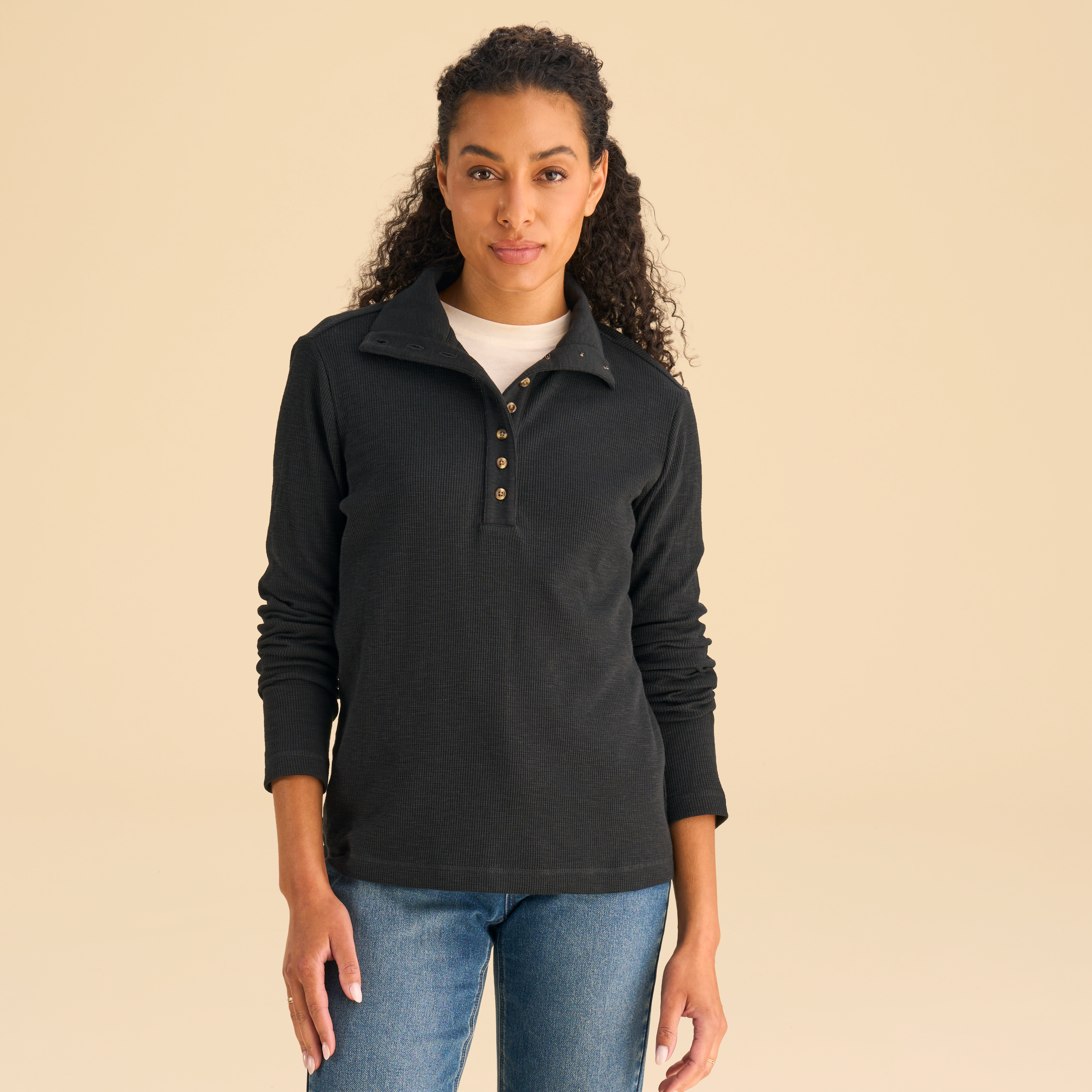Natural Reflections Natural Reflections Knit Long-Sleeve Henley - Anthracite - $29.99 at Bass Pro Shops