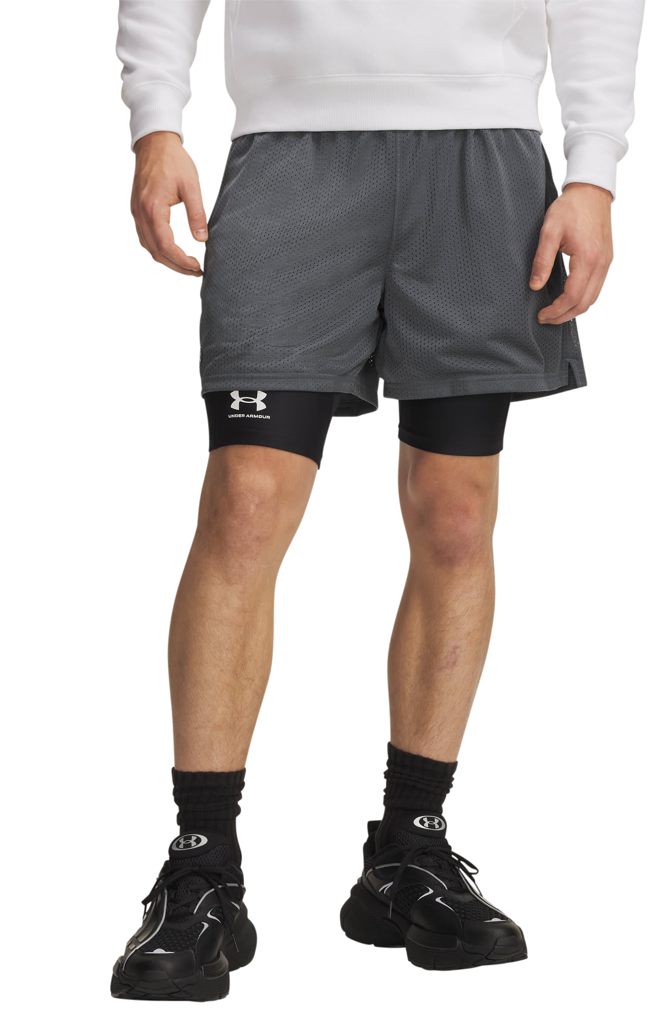 Image of Under Armour Icon Mesh Shorts - Pitch Gray/White