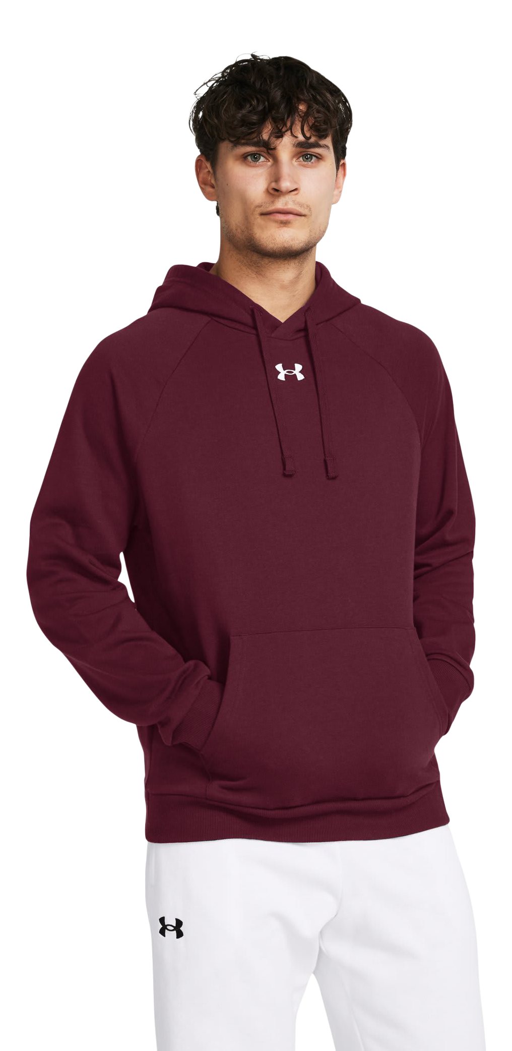 Image of Under Armour Rival Fleece Hoodie - Maroon/White