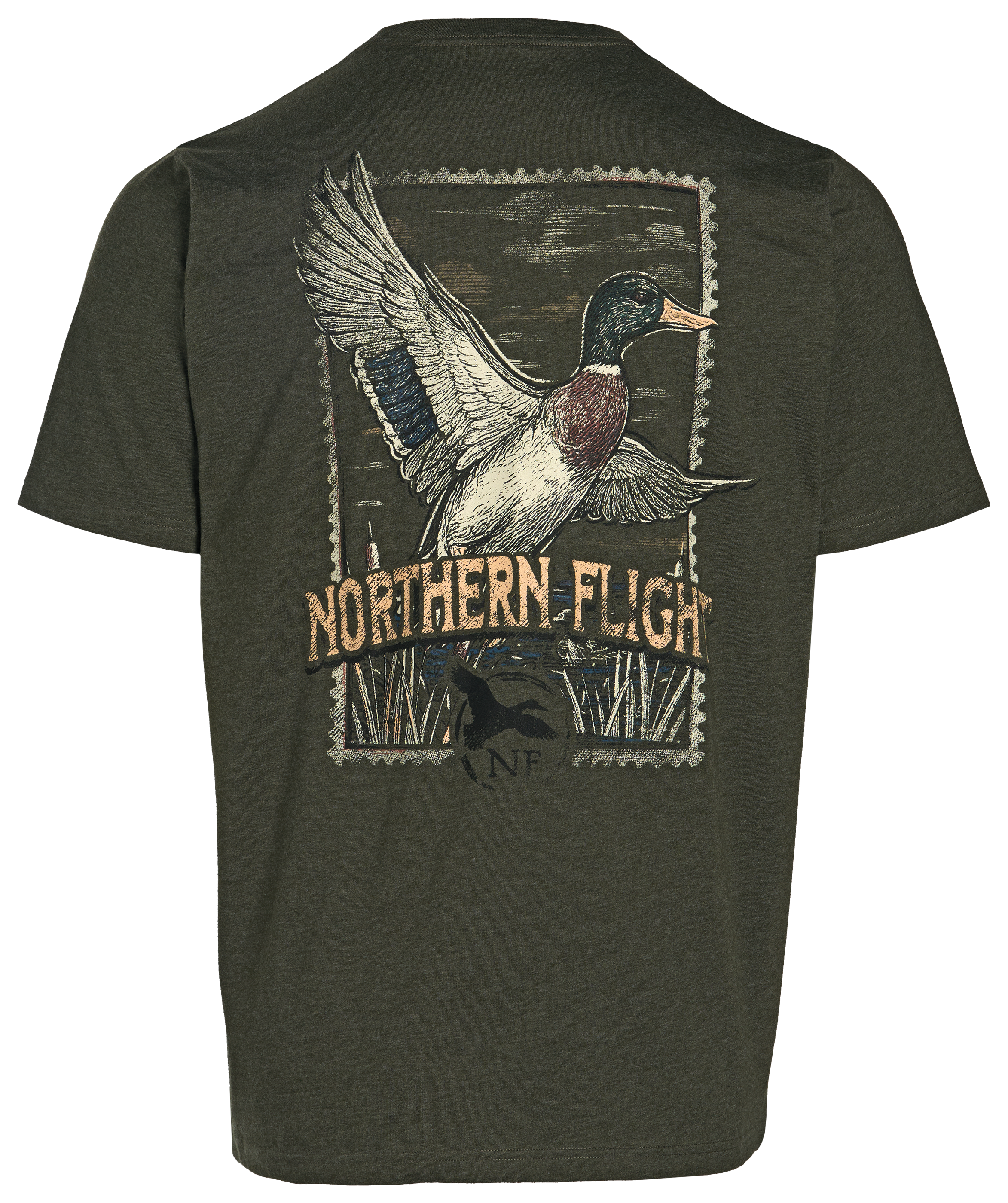 Image of Northern Flight Mallard Logo Short-Sleeve T-Shirt - Olive Heather