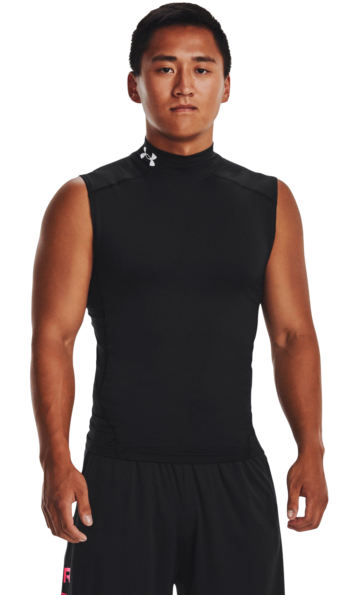Image of Under Armour HeatGear Mock Sleeveless Shirt - Black/White