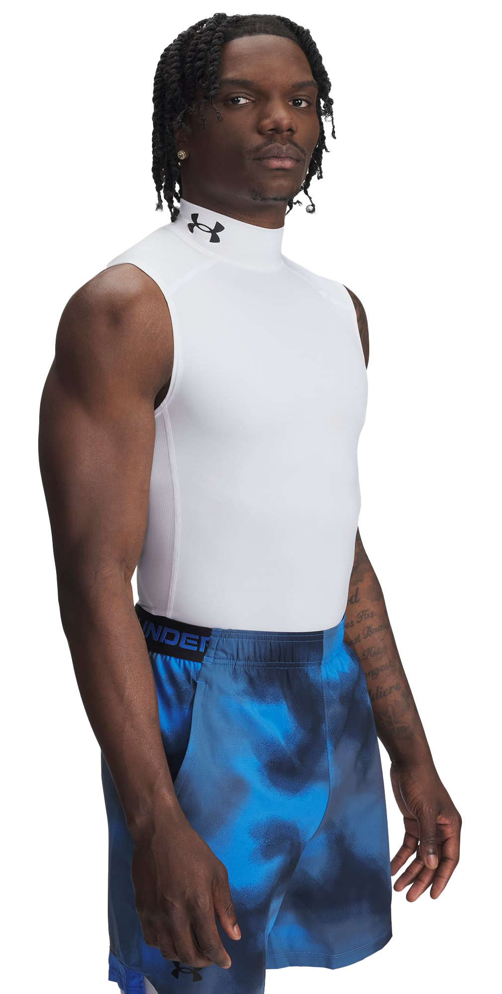 Image of Under Armour HeatGear Mock Sleeveless Shirt - White/Black