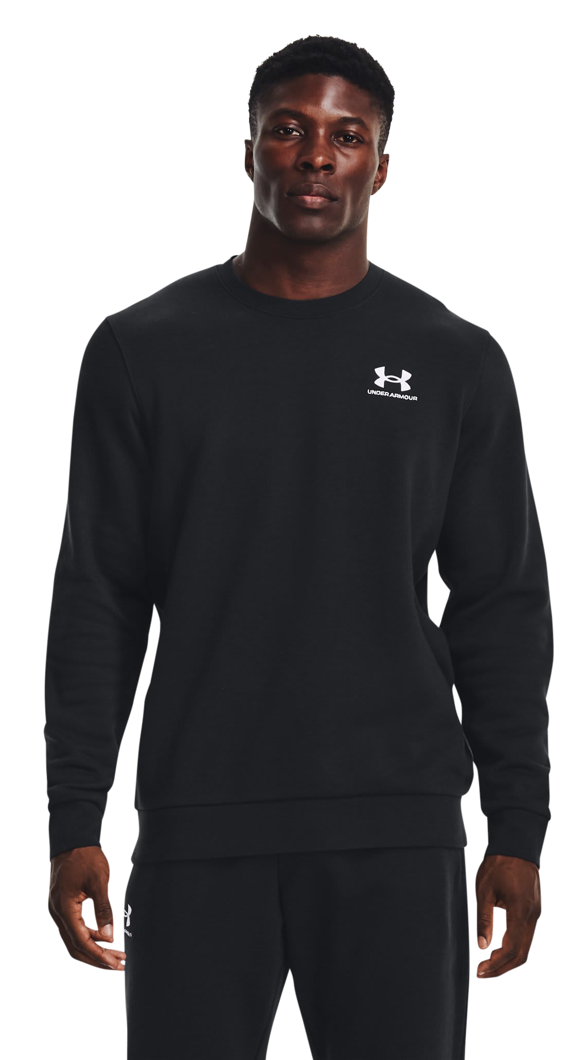 Image of Under Armour Icon Fleece Crew-Neck Sweatshirt - Black/White