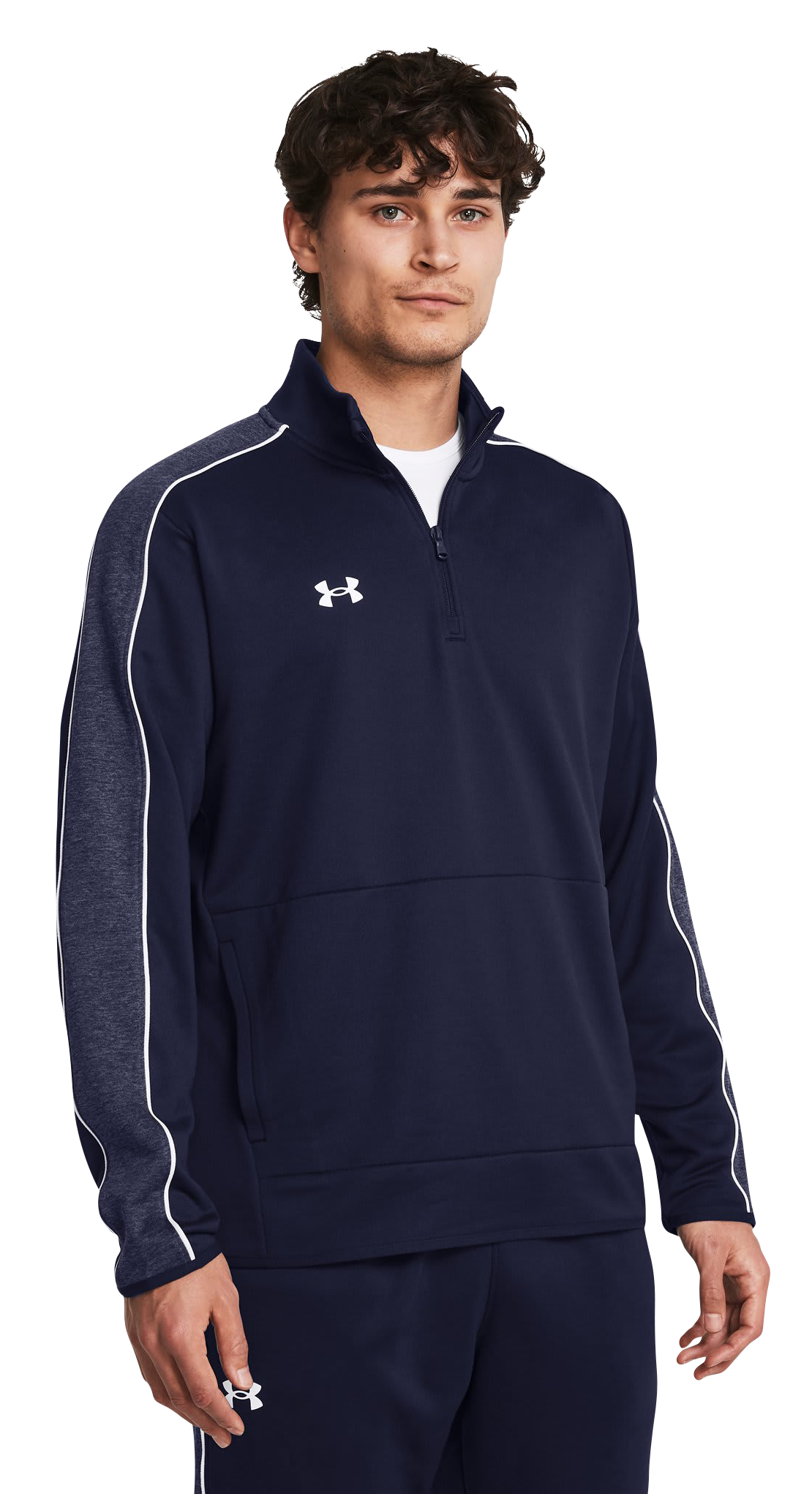 Image of Under Armour Command Warm-Up Quarter-Zip Jacket - Midnight Navy/White