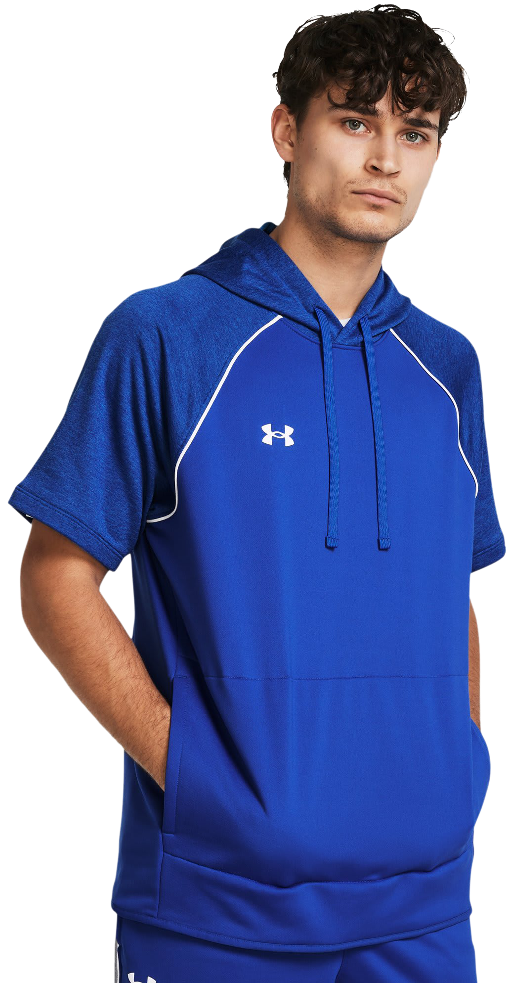 Image of Under Armour Command Warm-Up Short-Sleeve Hoodie - Team Royal/White