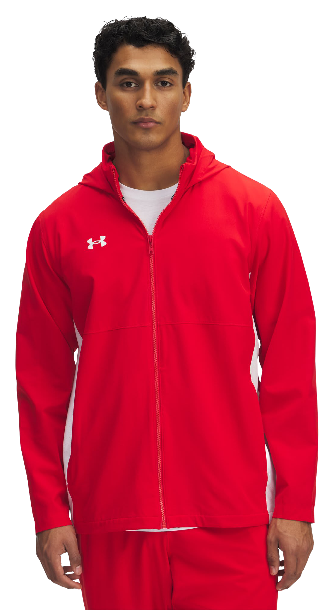 Image of Under Armour Rival Stretch Woven Full-Zip Jacket - Red/White/White