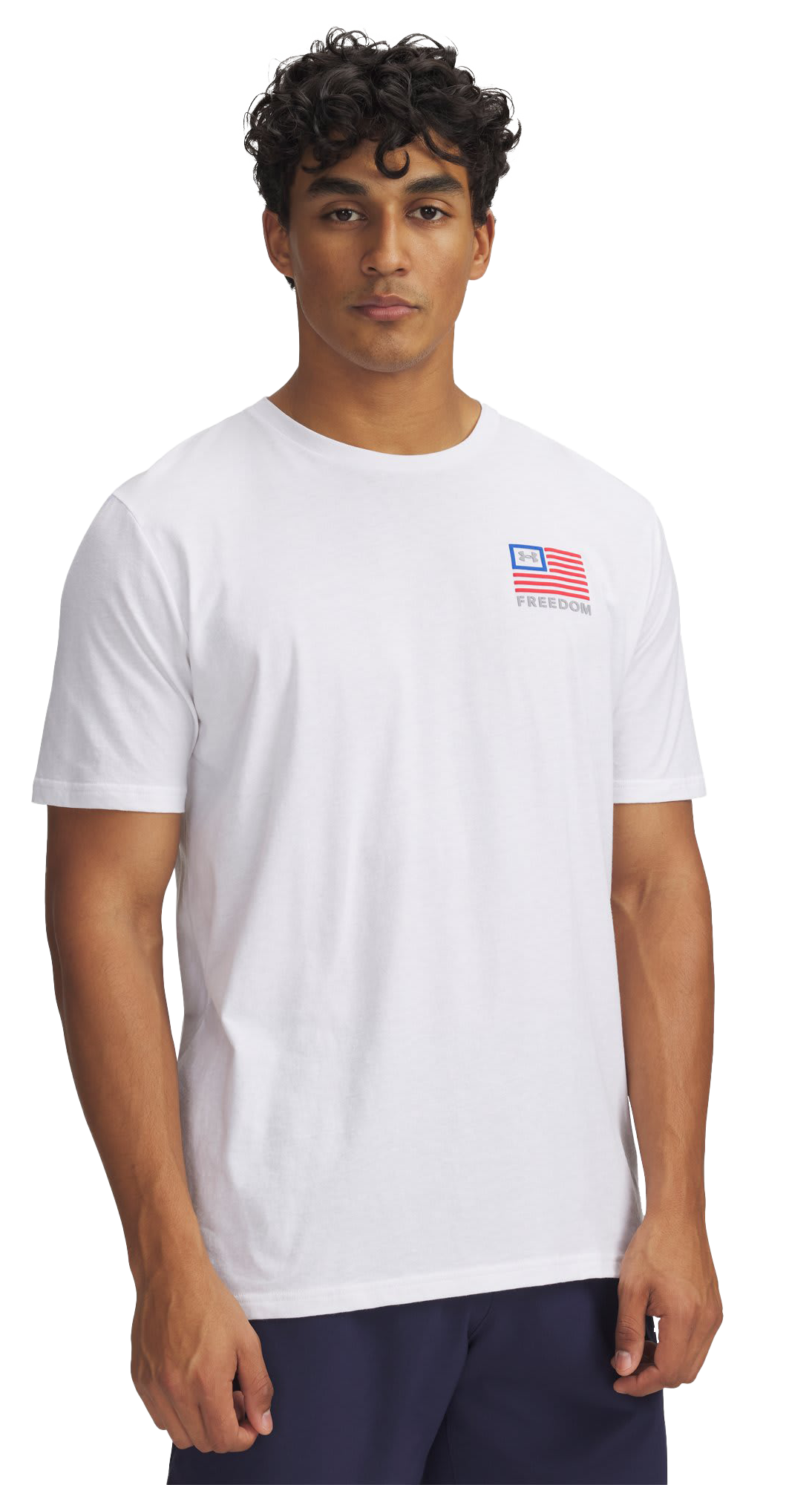 Image of Under Armour Freedom Flag Left-Chest Graphic Short-Sleeve T-Shirt - White/Steel