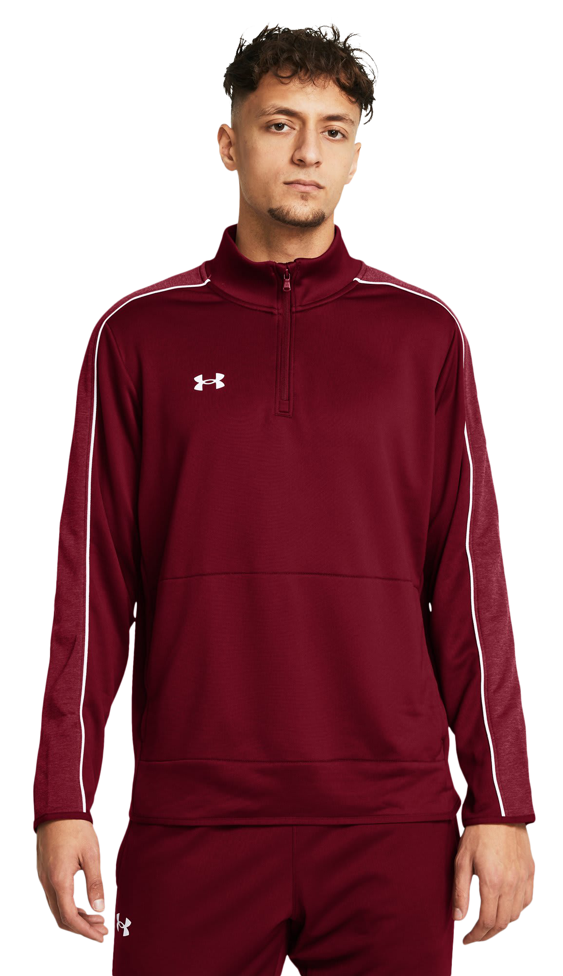 Image of Under Armour Command Warm-Up Quarter-Zip Jacket - Cardinal/White
