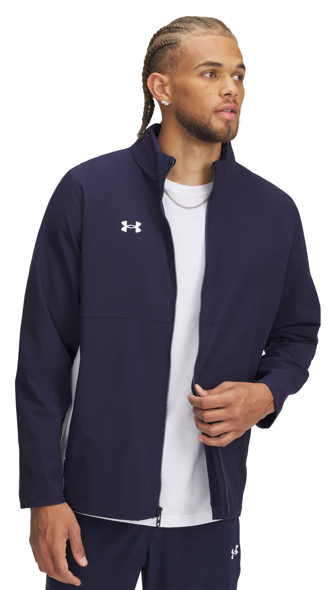 Image of Under Armour Rival Stretch Woven Full-Zip Jacket - Midnight Navy/White/White