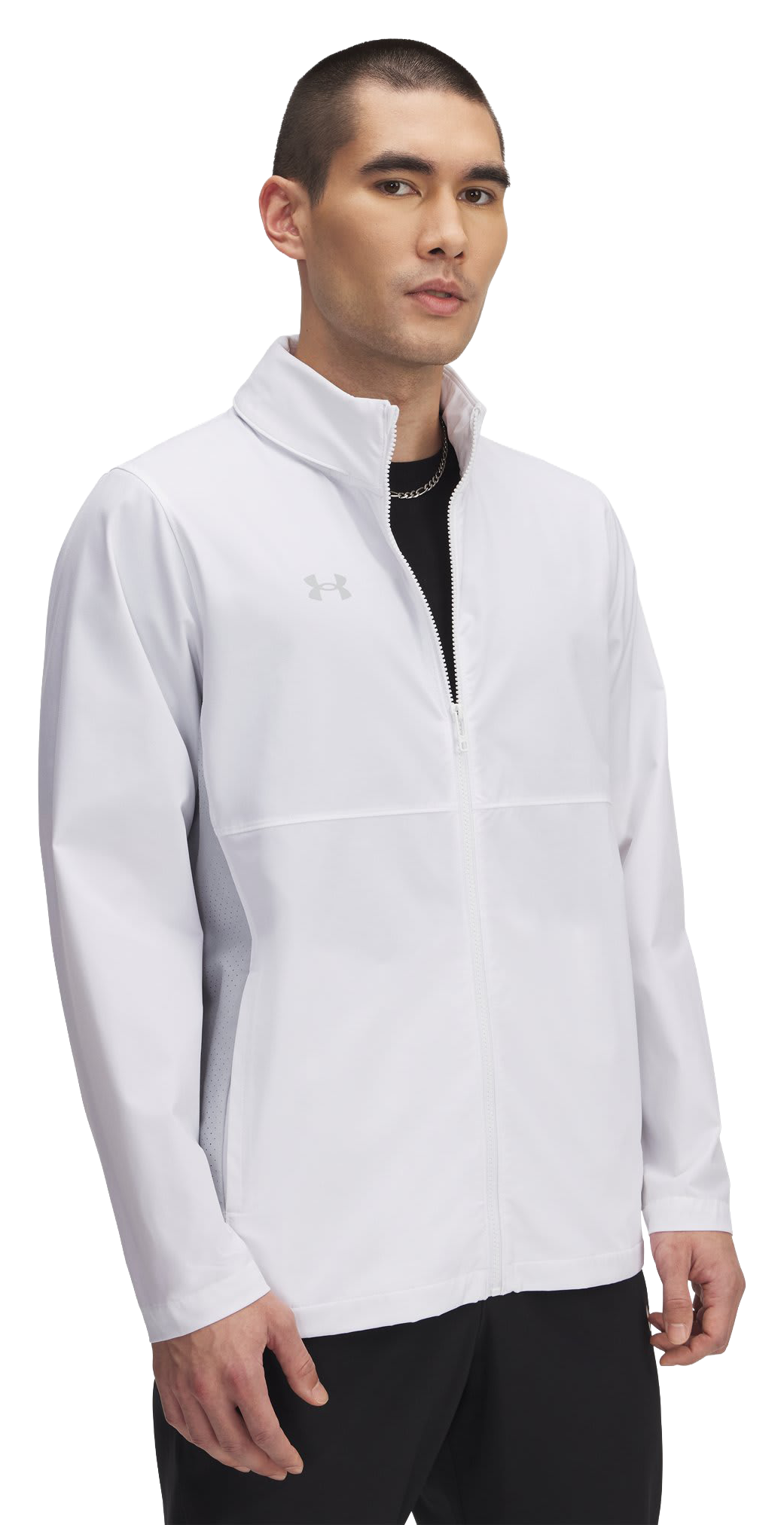 Image of Under Armour Rival Stretch Woven Full-Zip Jacket - White/Mod Gray/Mod Gray