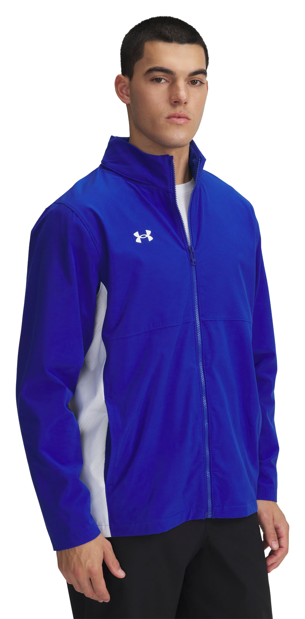 Image of Under Armour Rival Stretch Woven Full-Zip Jacket - Royal/White/White