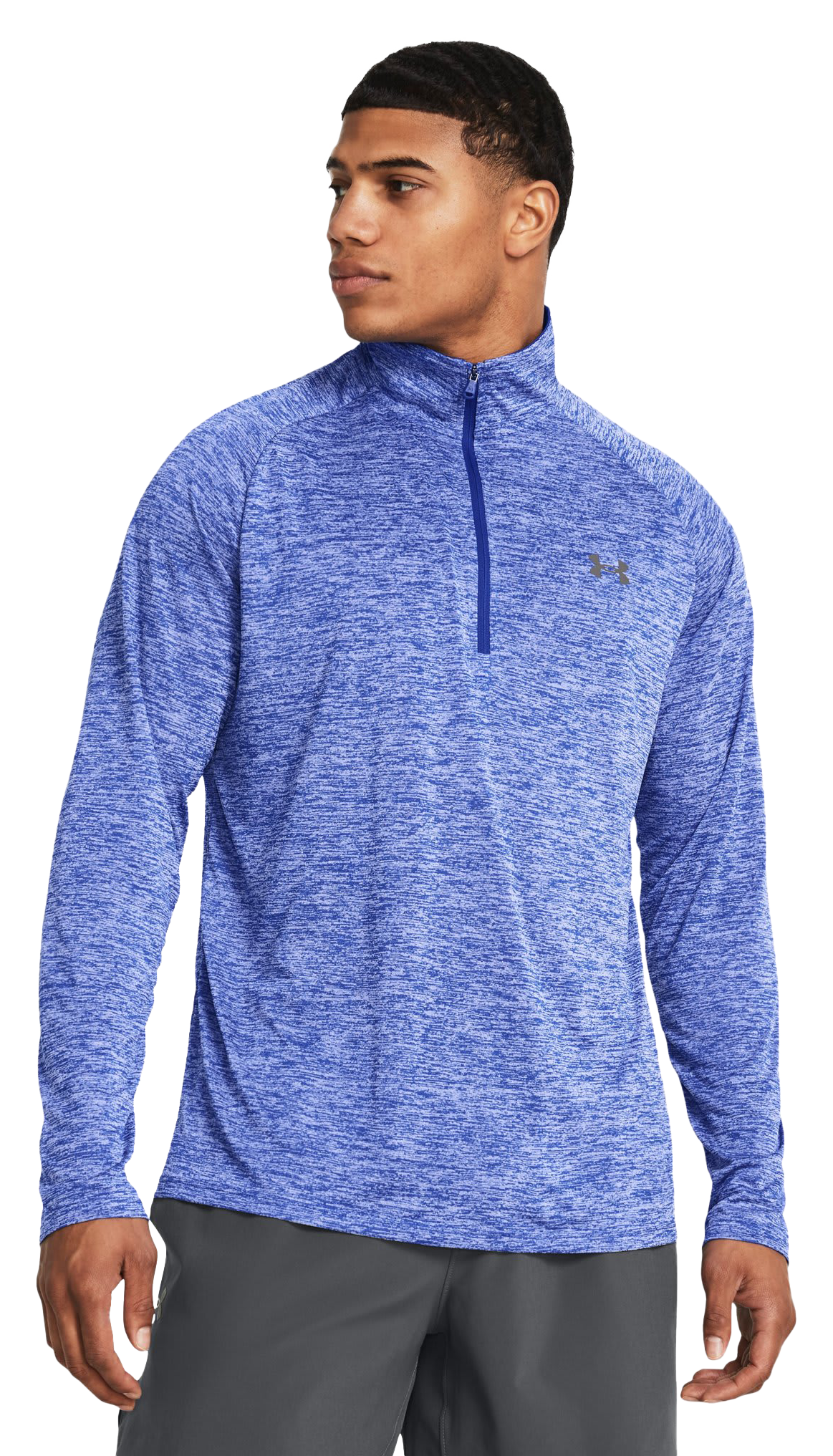 Image of Under Armour UA Tech Half-Zip Long-Sleeve Shirt - Royal/Graphite