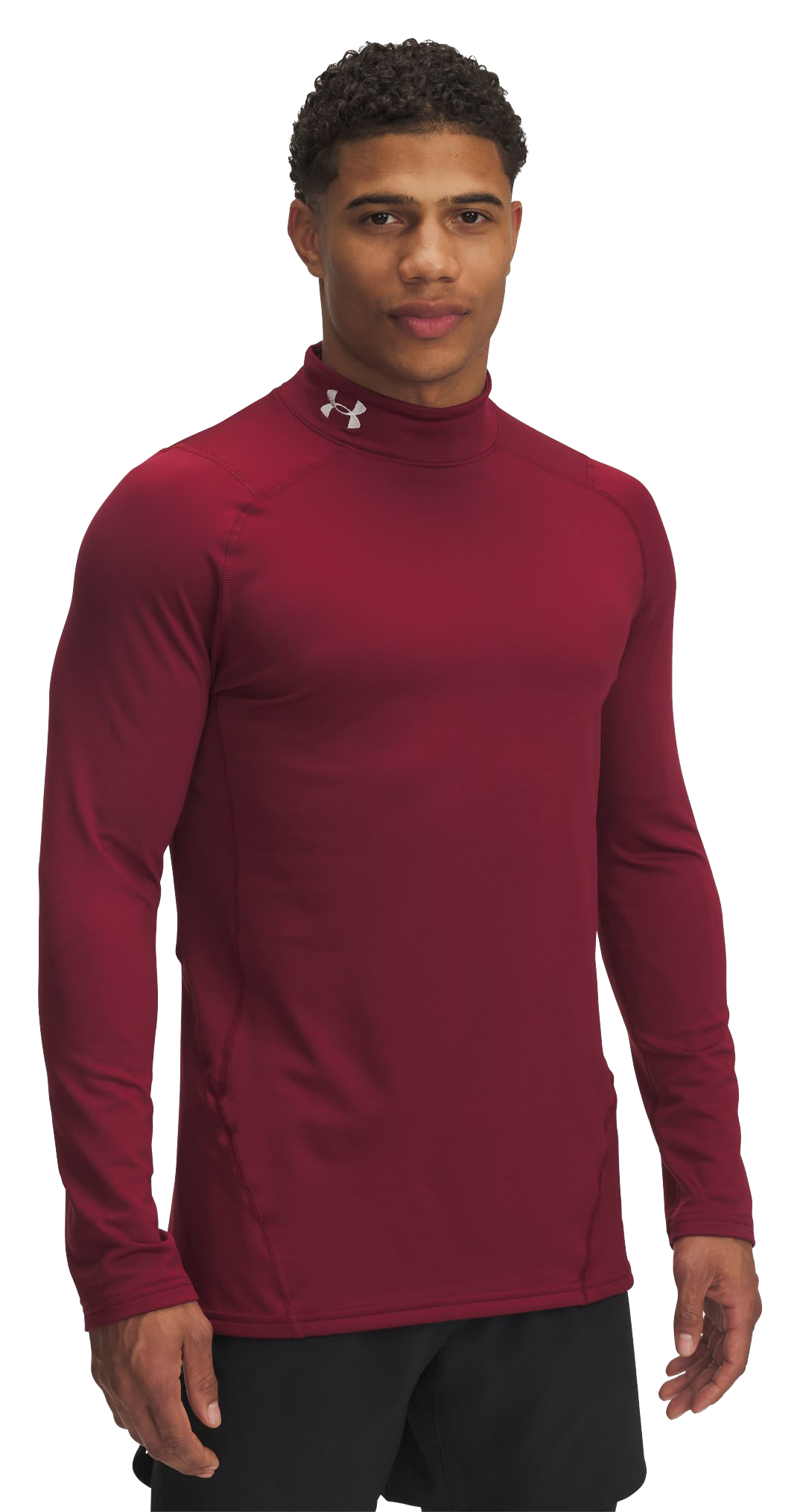 Image of Under Armour ColdGear Fitted Long-Sleeve Mock - Cardinal/White