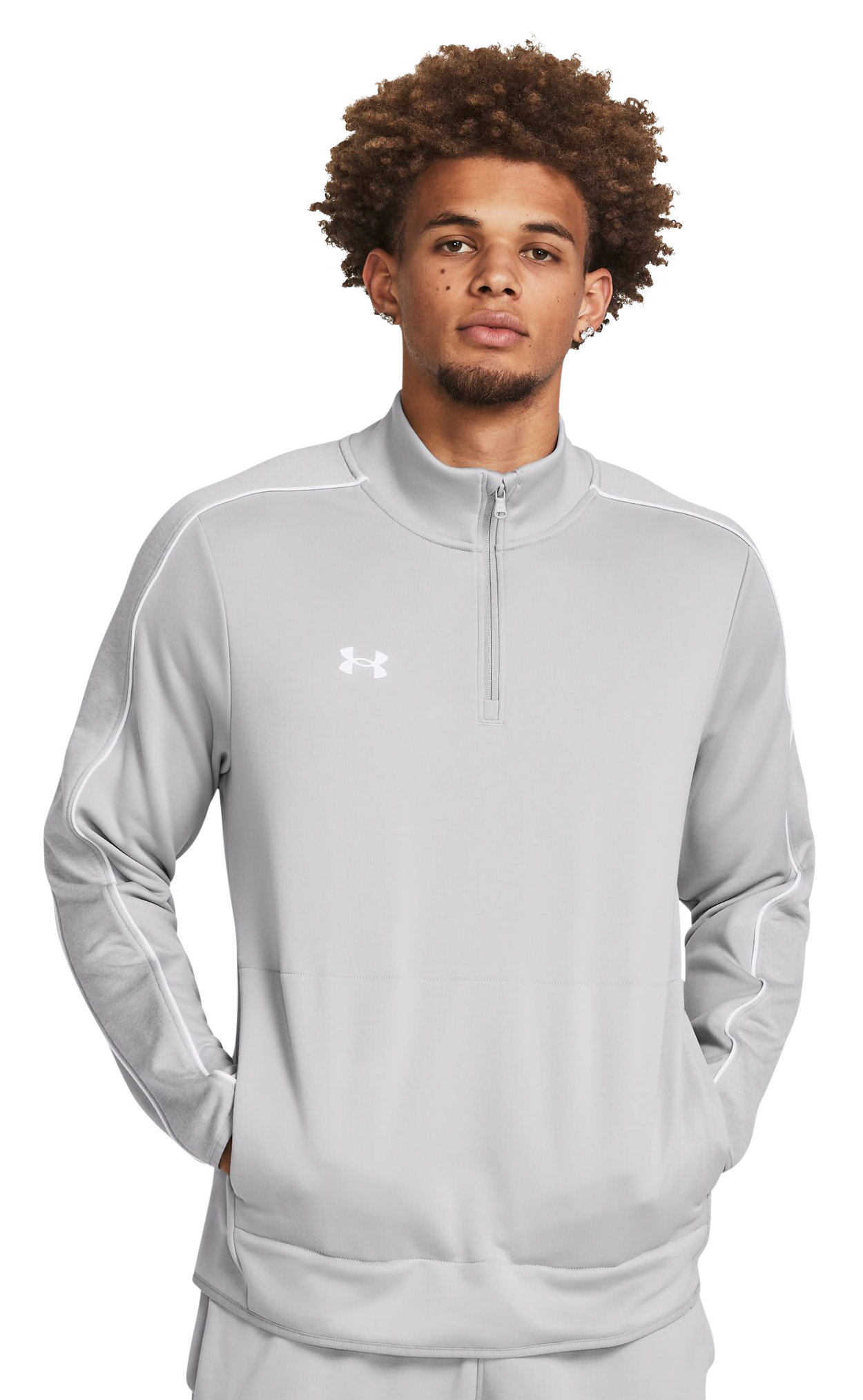 Image of Under Armour Command Warm-Up Quarter-Zip Jacket - Mod Gray/White