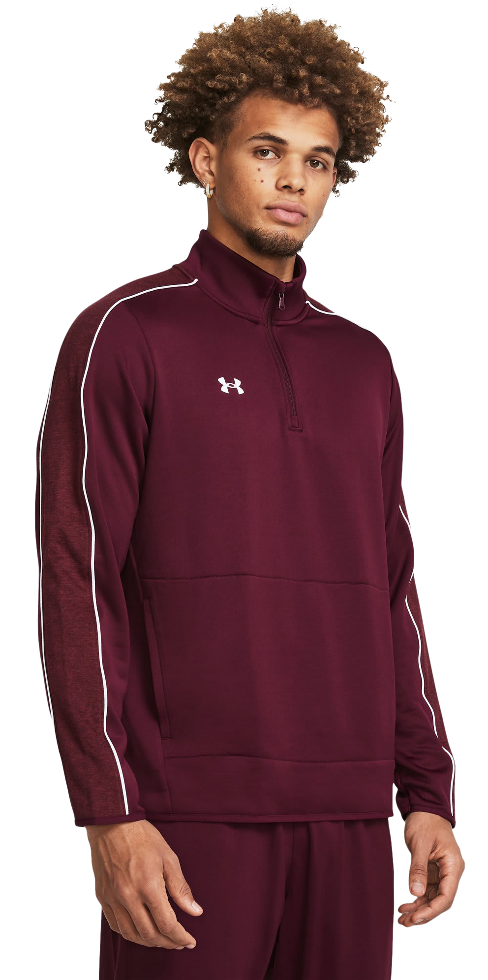 Image of Under Armour Command Warm-Up Quarter-Zip Jacket - Maroon/White