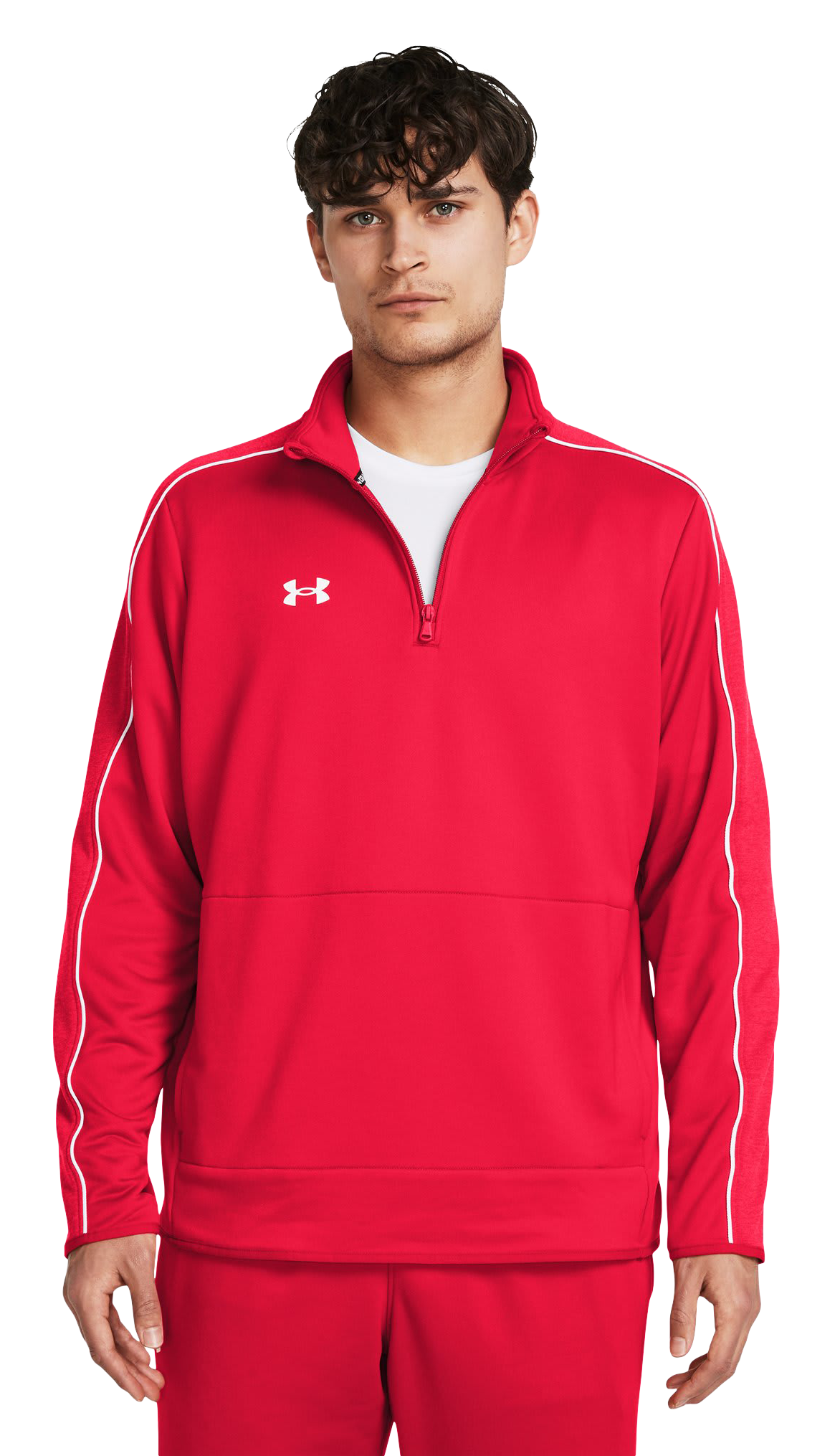 Image of Under Armour Command Warm-Up Quarter-Zip Jacket - Red/White