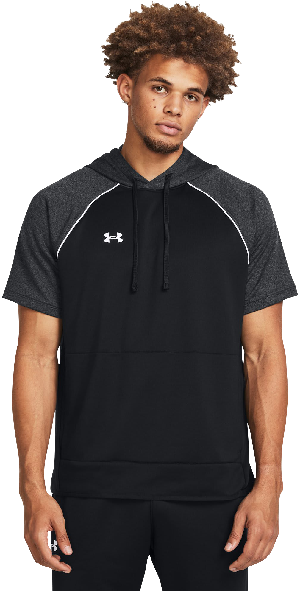 Image of Under Armour Command Warm-Up Short-Sleeve Hoodie - Black/White