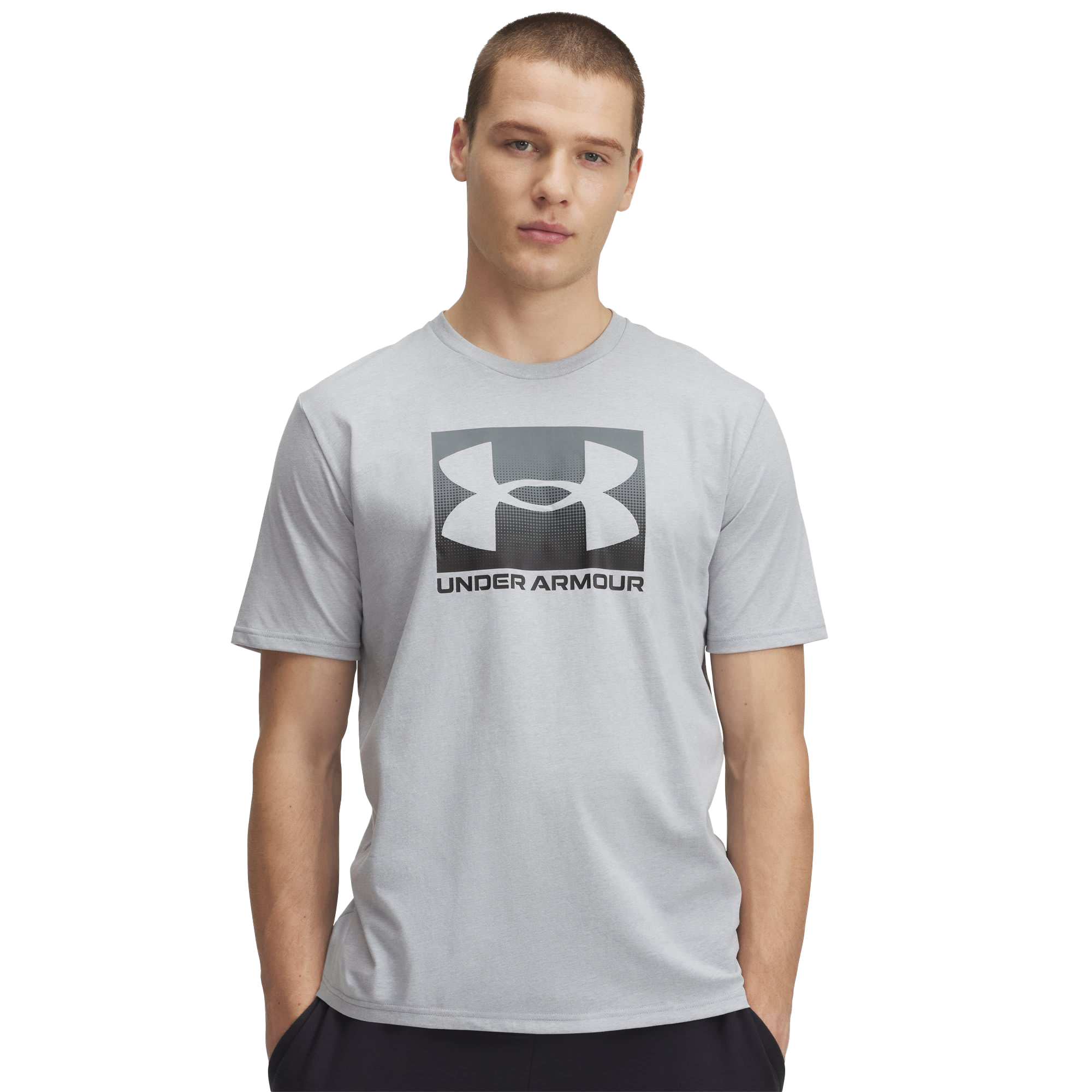 Image of Under Armour Boxed Sports Short-Sleeve Shirt - Mod Gray Light Heather