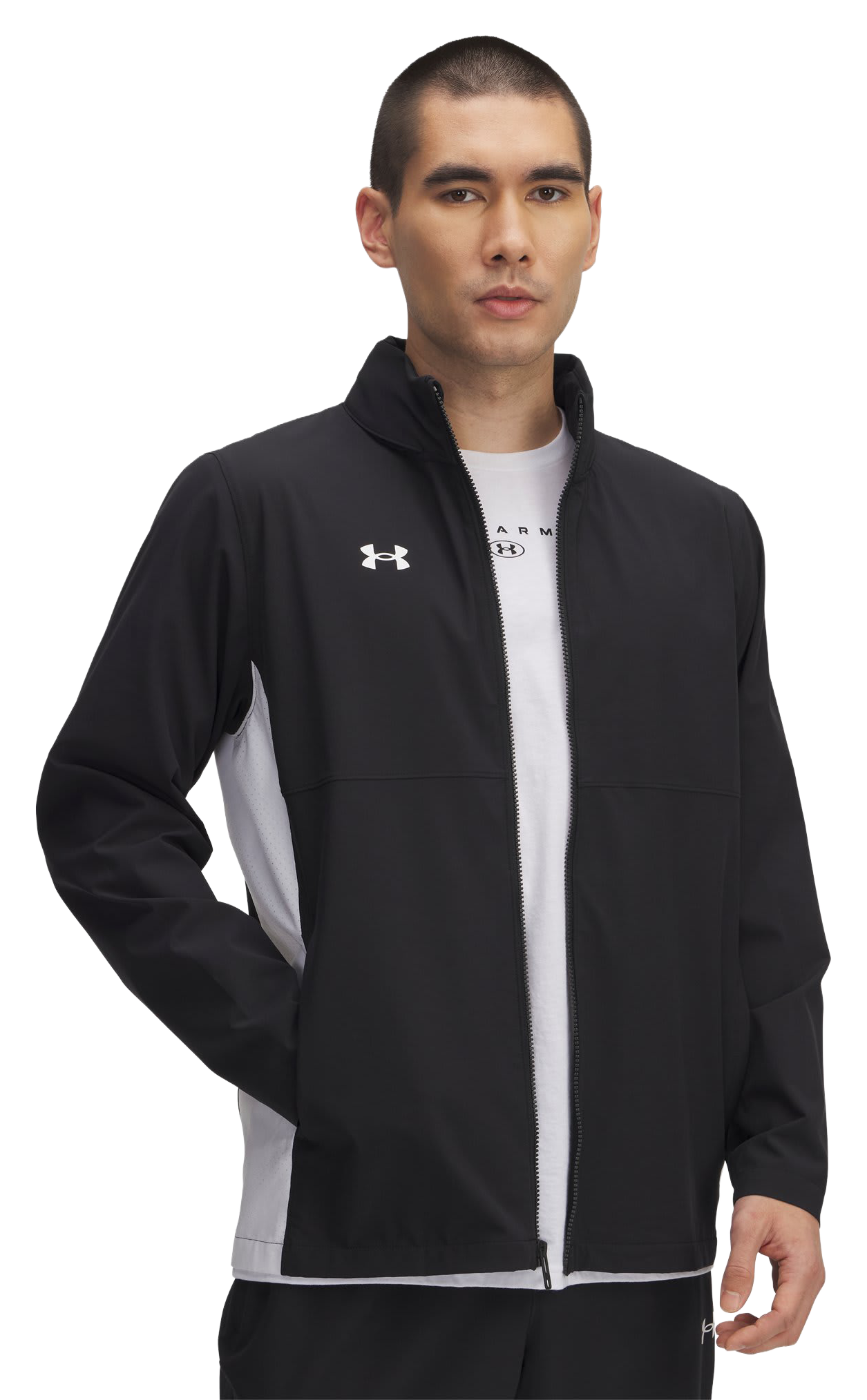 Image of Under Armour Rival Stretch Woven Full-Zip Jacket - Black/White/White