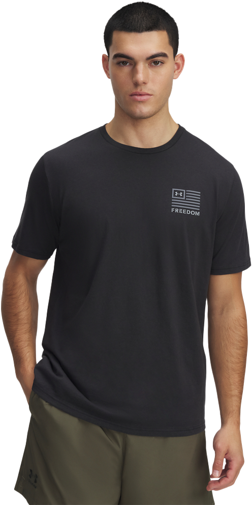 Image of Under Armour Freedom Flag Left-Chest Graphic Short-Sleeve T-Shirt - Black
