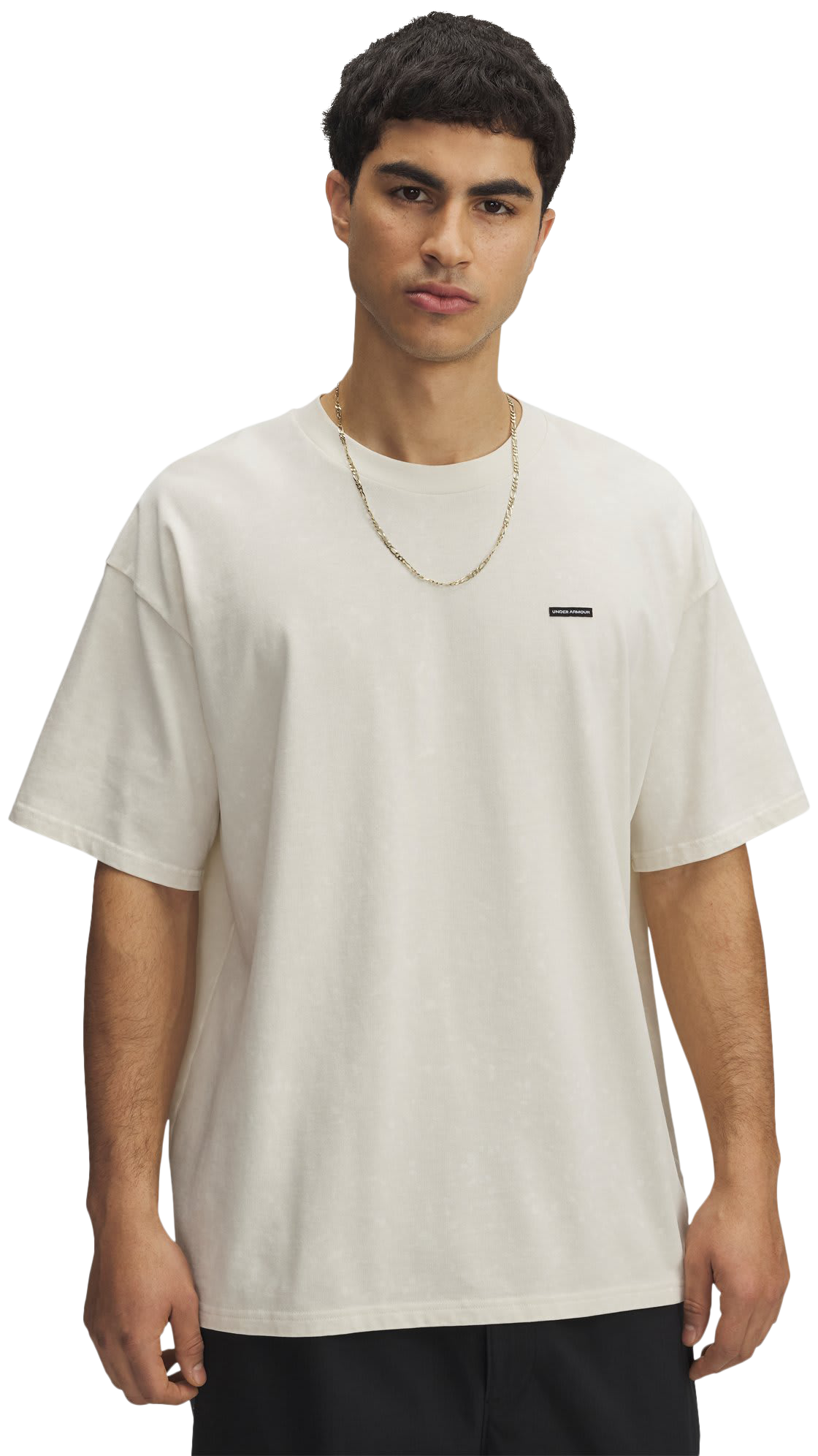 Image of Under Armour Heavyweight Logo Wash Short-Sleeve T-Shirt - Stone/White