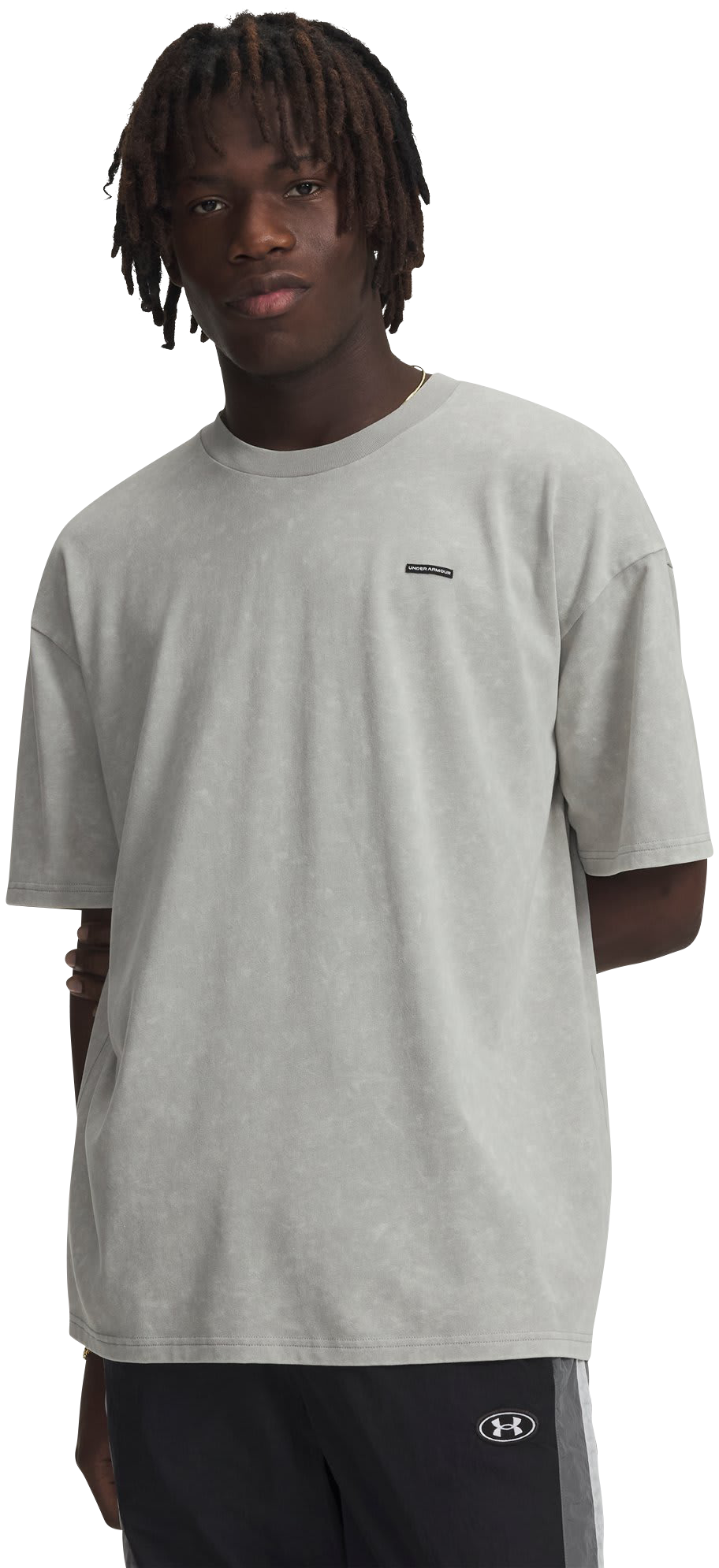 Image of Under Armour Heavyweight Logo Wash Short-Sleeve T-Shirt - Titanium/White