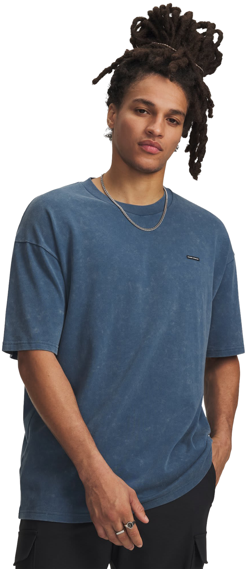 Image of Under Armour Heavyweight Logo Wash Short-Sleeve T-Shirt - Wham Blue/White