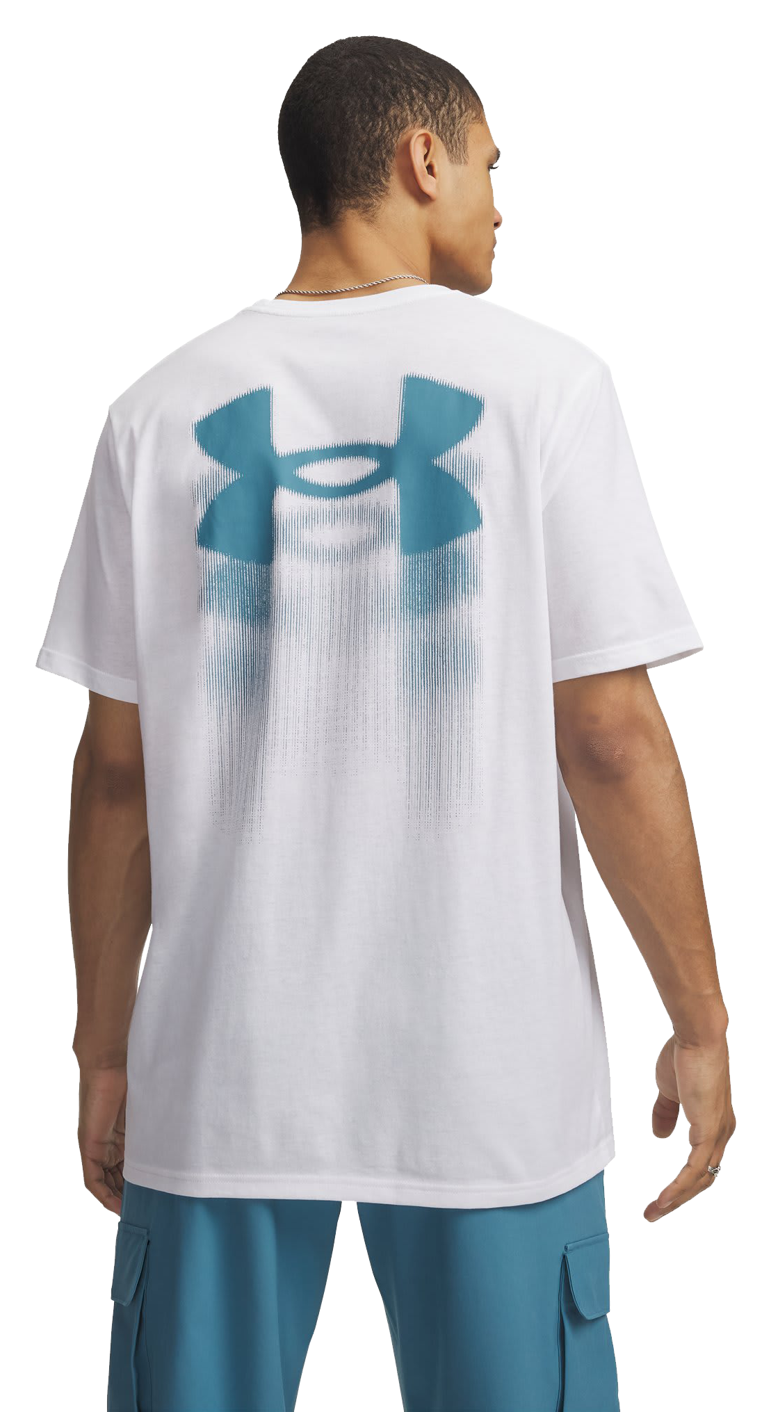 Image of Under Armour Blur Logo Graphic Short-Sleeve T-Shirt - White/Boundless Blue