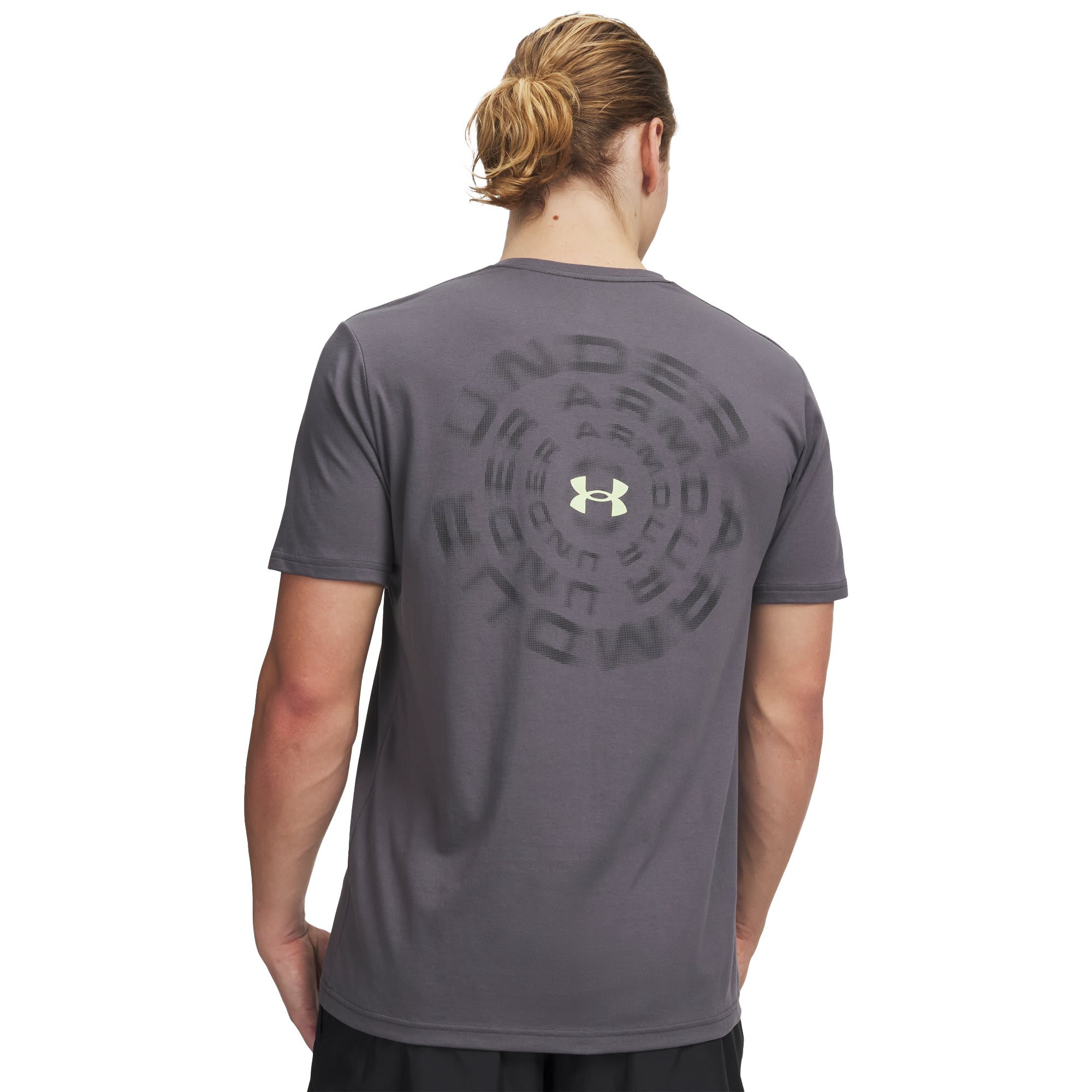 Image of Under Armour Blur Wordmark Short-Sleeve T-Shirt - Castlerock/Fade Green