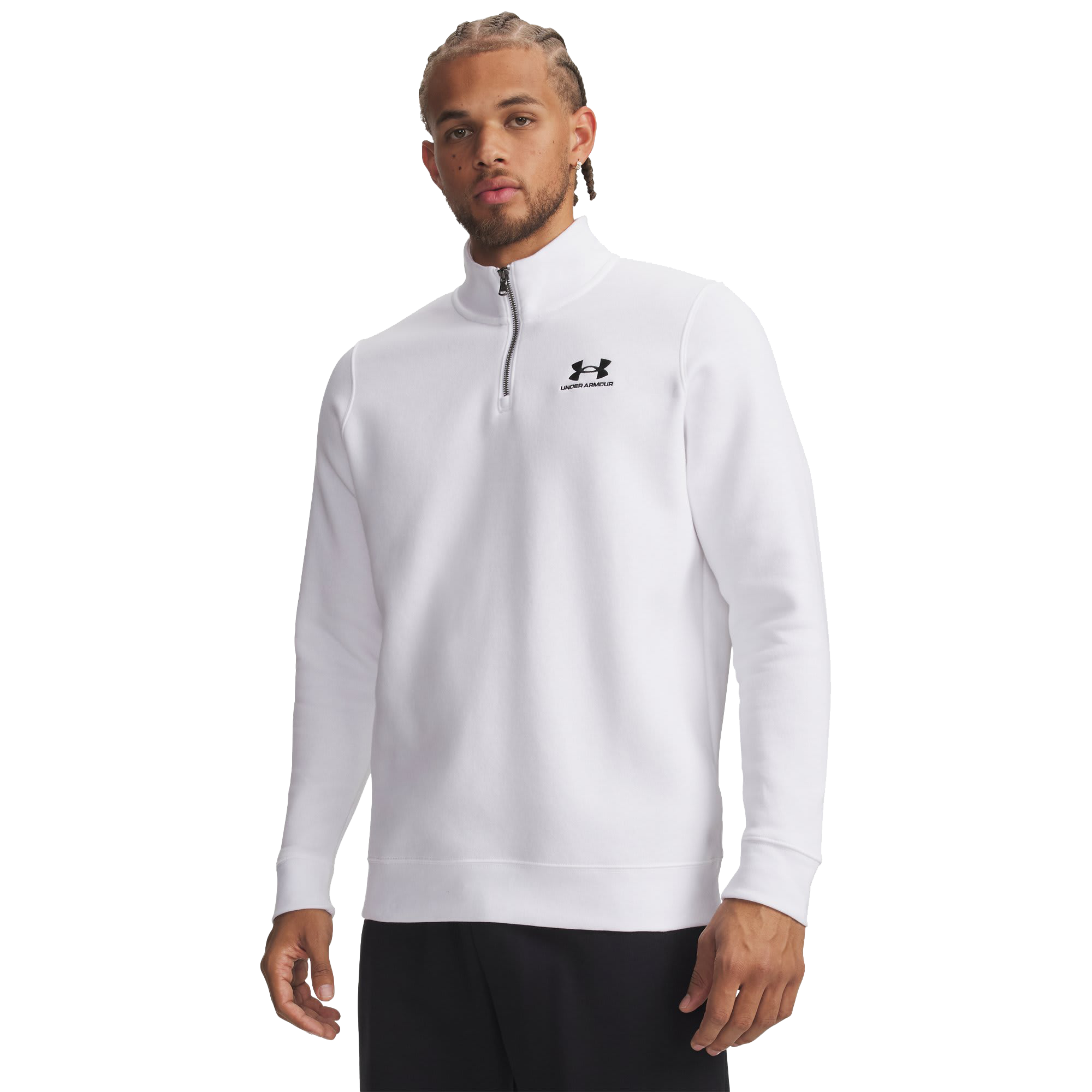 Image of Under Armour Icon Fleece Quarter-Zip Pullover - White/Black