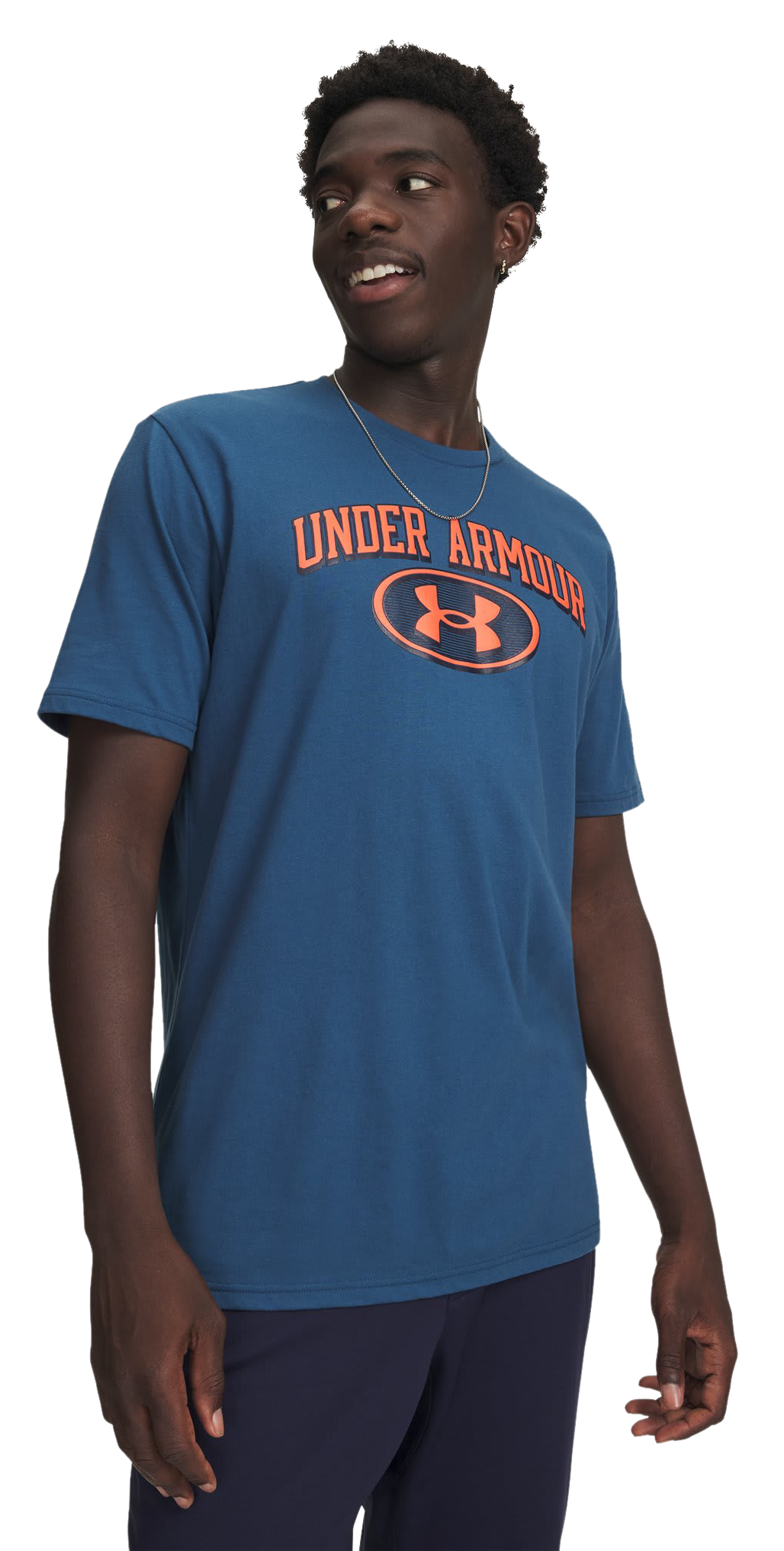 Image of Under Armour Wordmark Locker Tag Short-Sleeve T-Shirt - Wham Blue/Venom Red