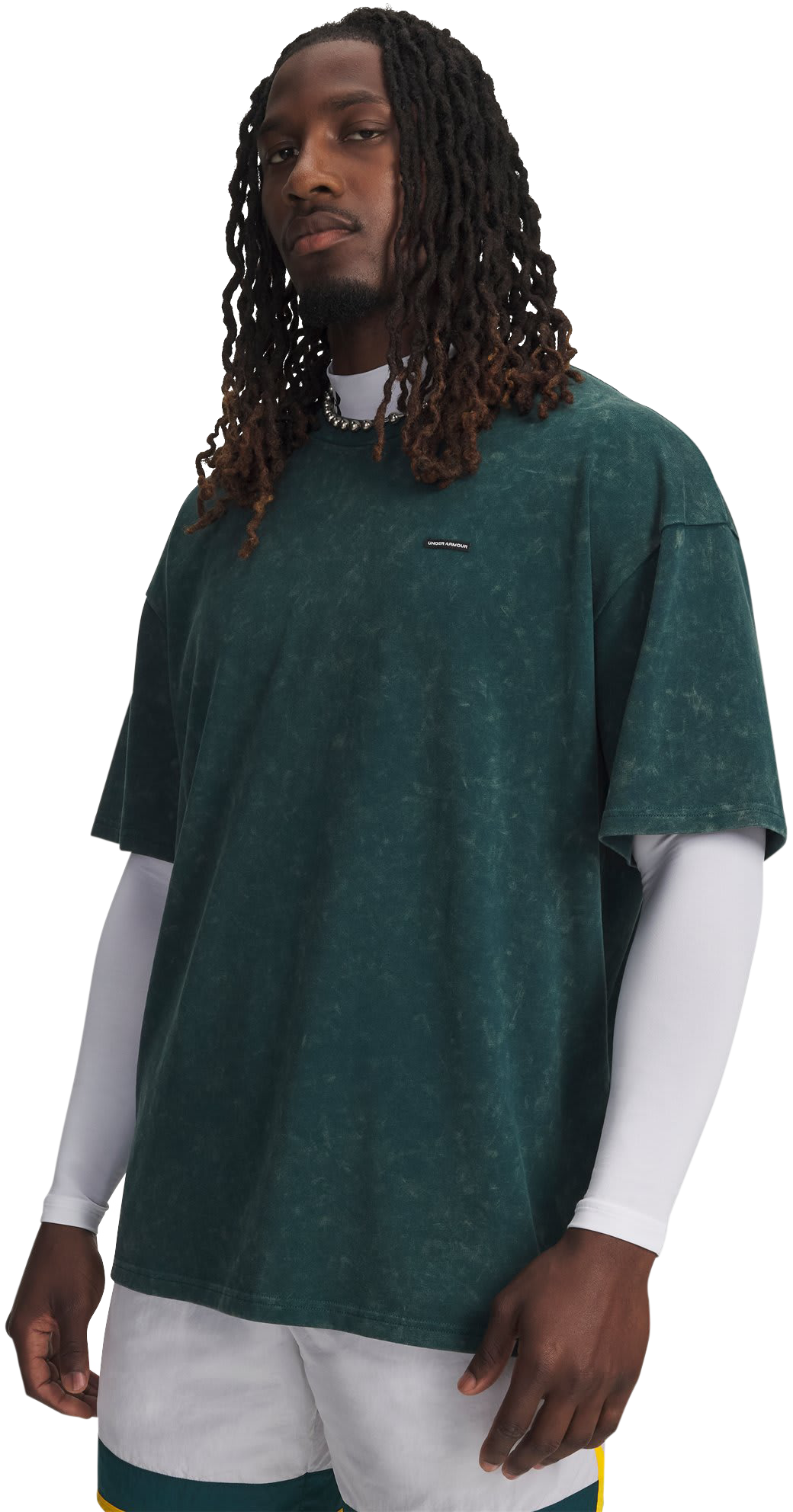 Image of Under Armour Heavyweight Logo Wash Short-Sleeve T-Shirt - Arden Green/White