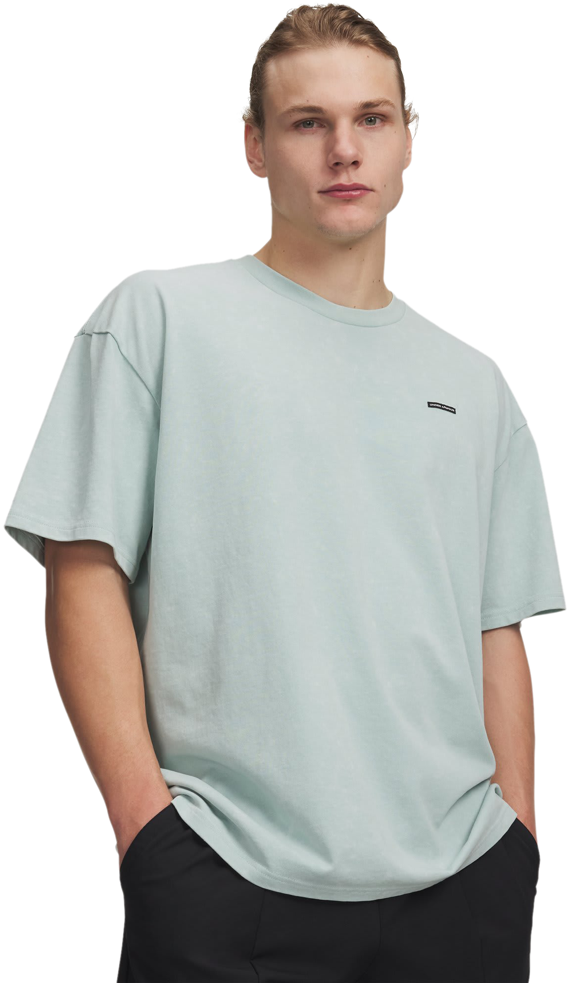 Image of Under Armour Heavyweight Logo Wash Short-Sleeve T-Shirt - Enamel Blue/Enamel Blue