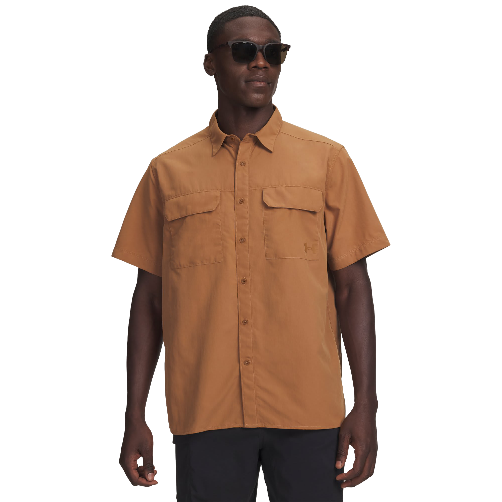 Image of Under Armour Explor Woven Button-Down Short-Sleeve Shirt - Tundra