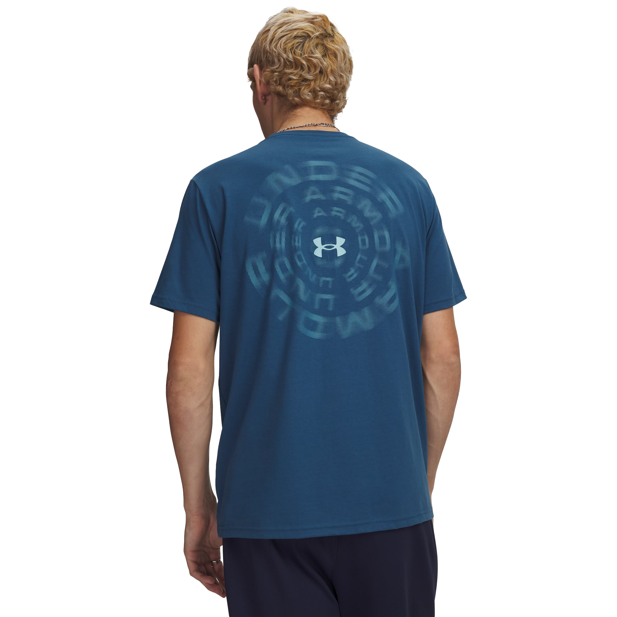 Image of Under Armour Blur Wordmark Short-Sleeve T-Shirt - Wham Blue/Blue Haze