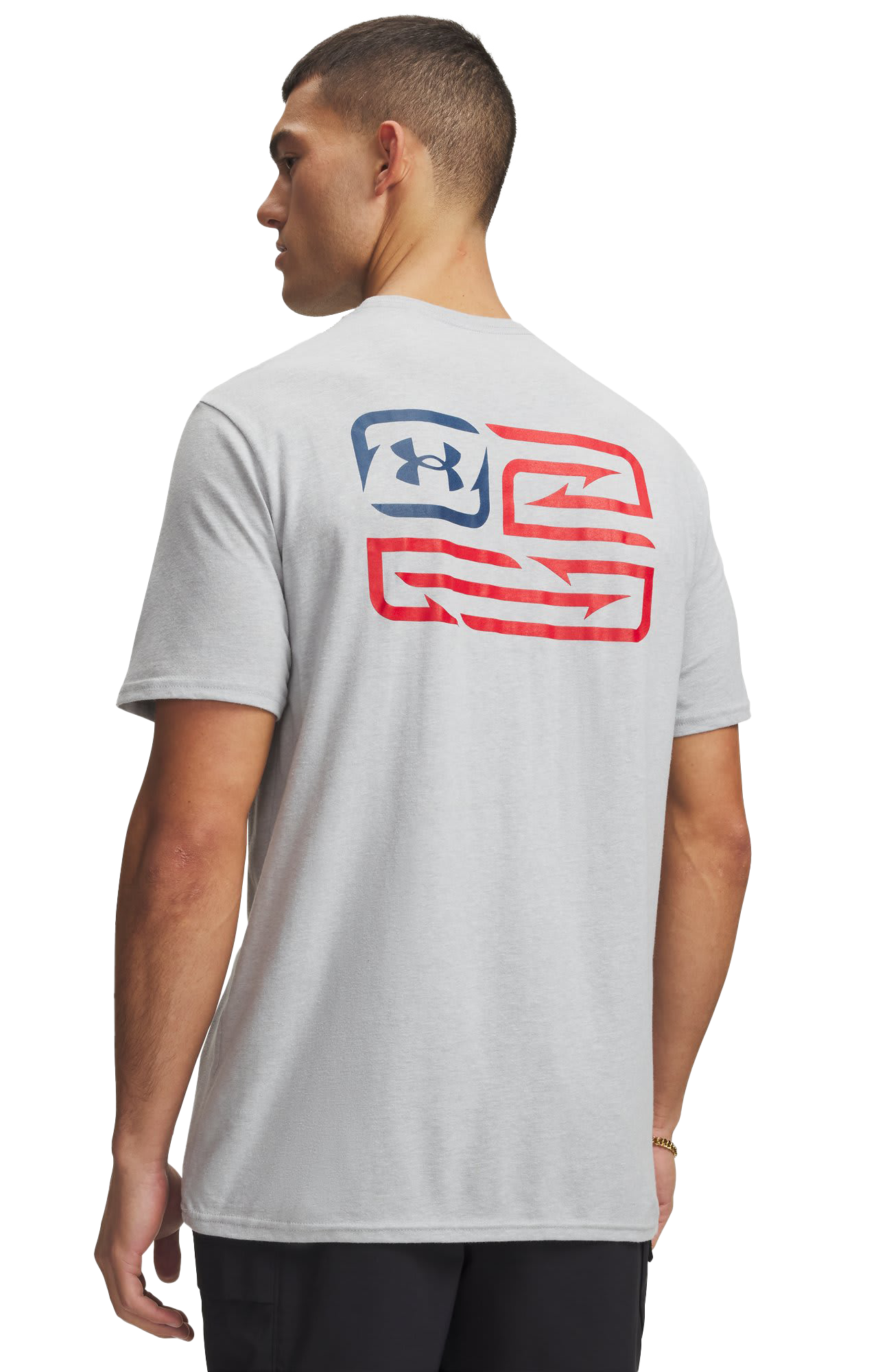 Image of Under Armour Freedom Fish Short-Sleeve T-Shirt - Mod Gray Light Heather/Wham Blue