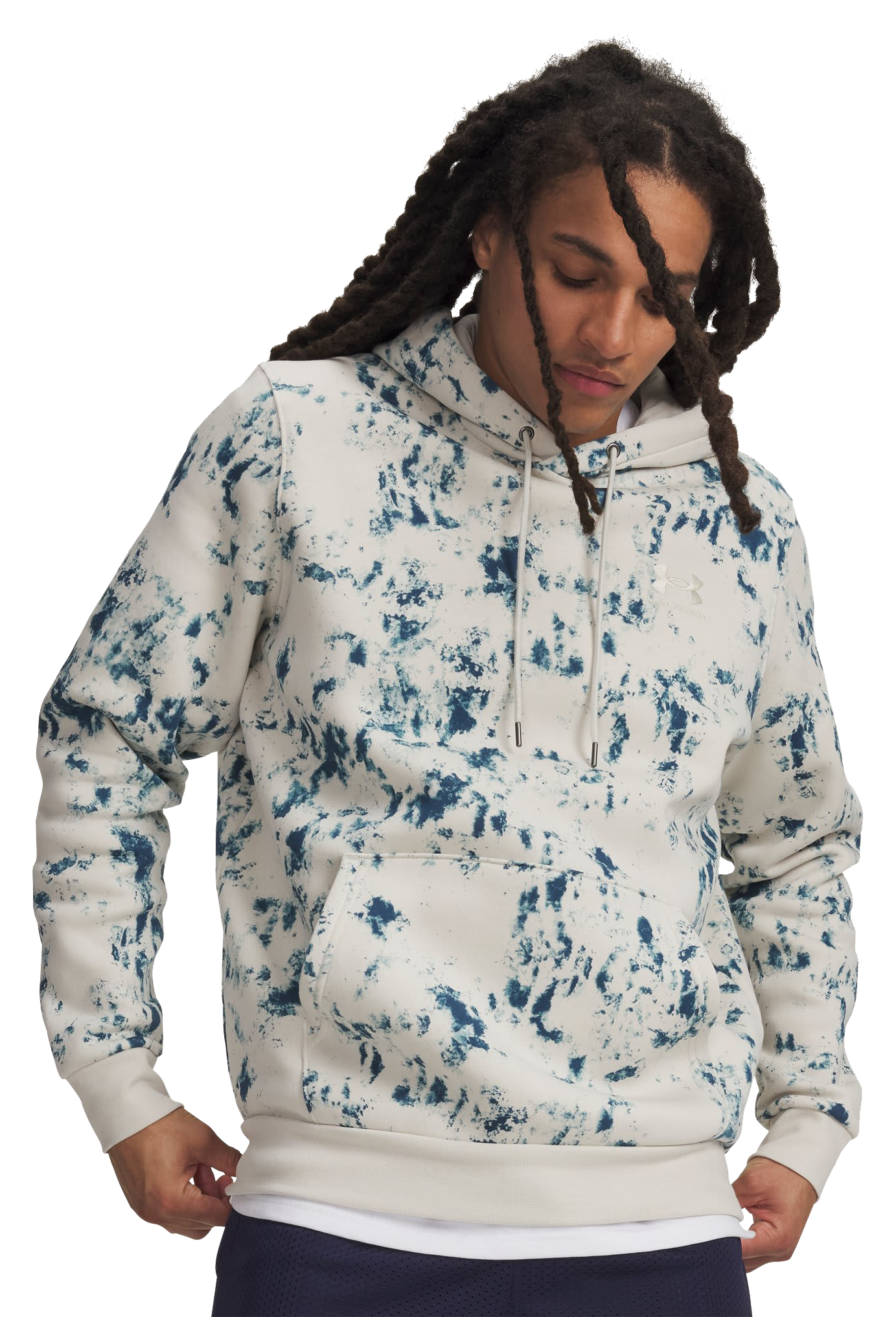 Image of Under Armour Icon Fleece Printed Hoodie - Summit White/Wham Blue