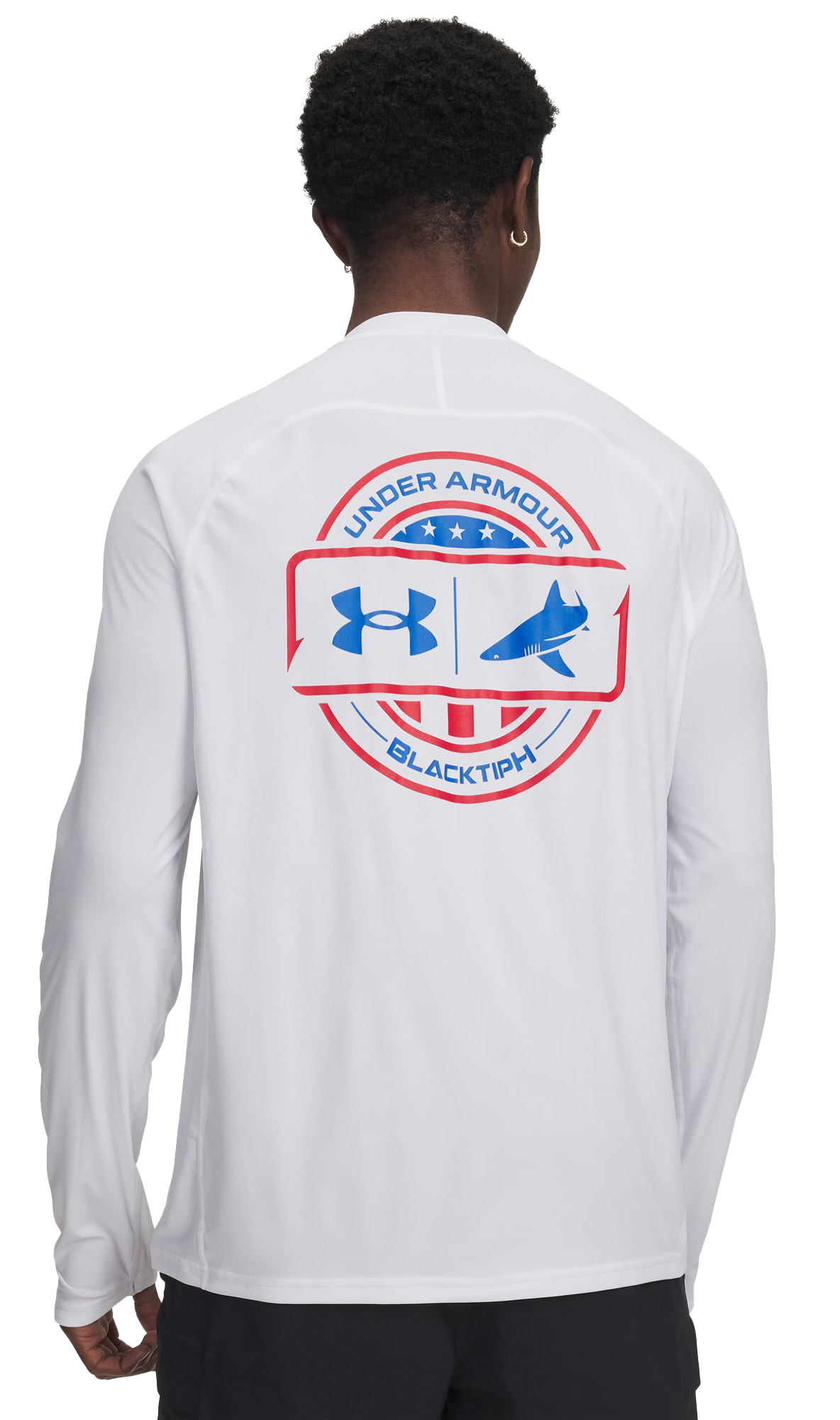 Image of Under Armour BlacktipH Fish Elite Species Graphic Long-Sleeve Shirt - White/Blue Strike