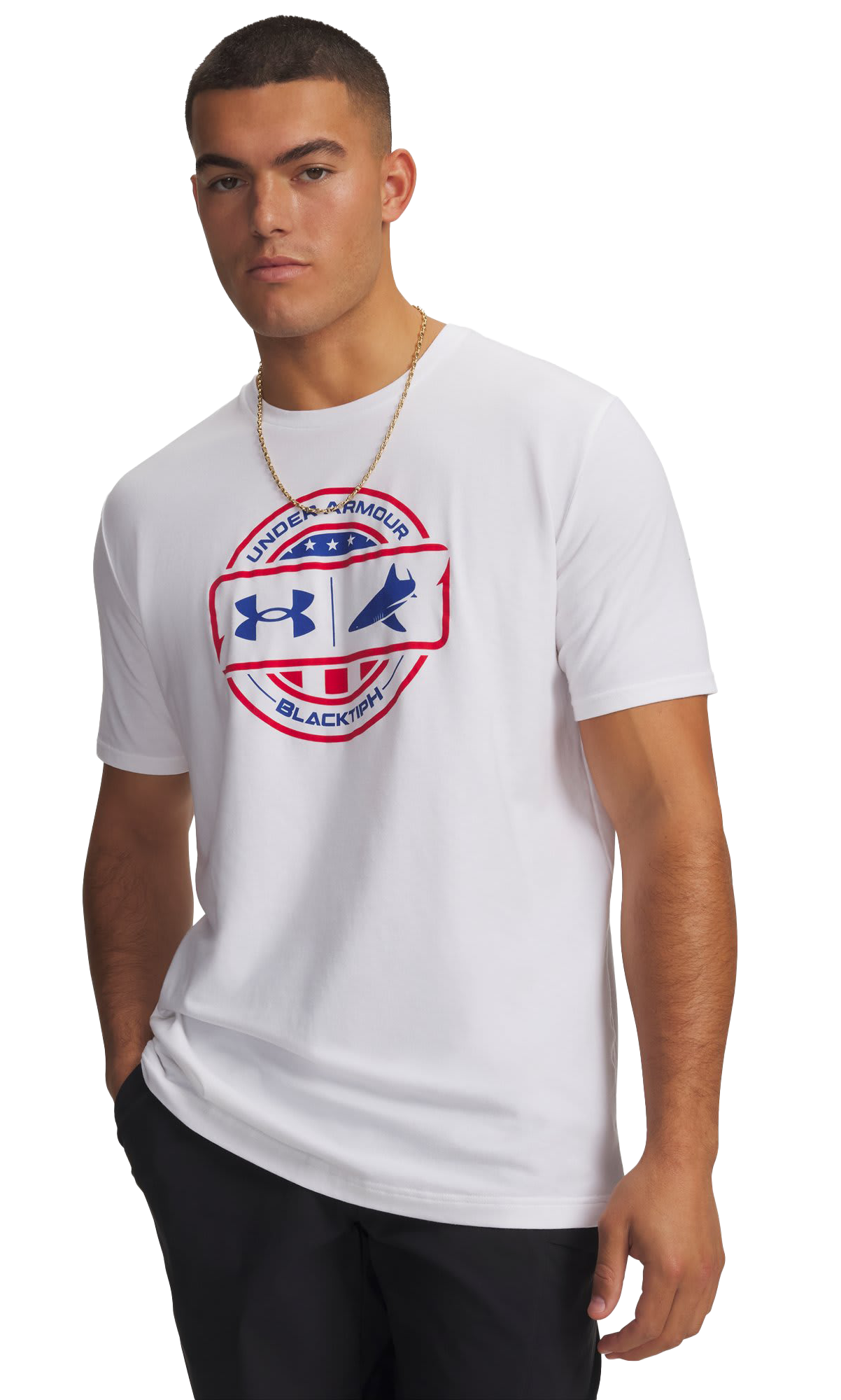Image of Under Armour BlacktipH USA Graphic Short-Sleeve T-Shirt - White/Blue Strike