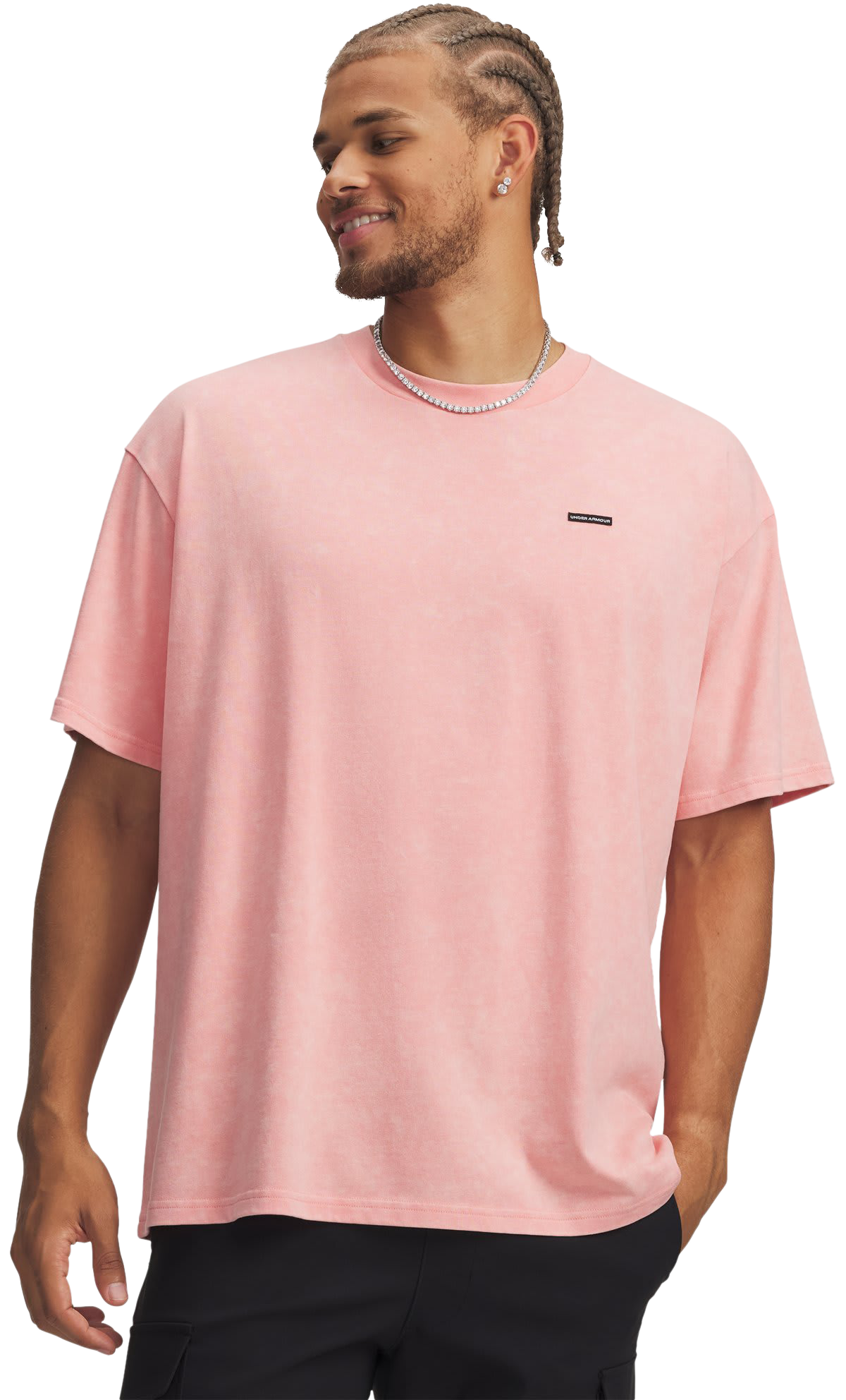 Image of Under Armour Heavyweight Logo Wash Short-Sleeve T-Shirt - Posh Pink/Black