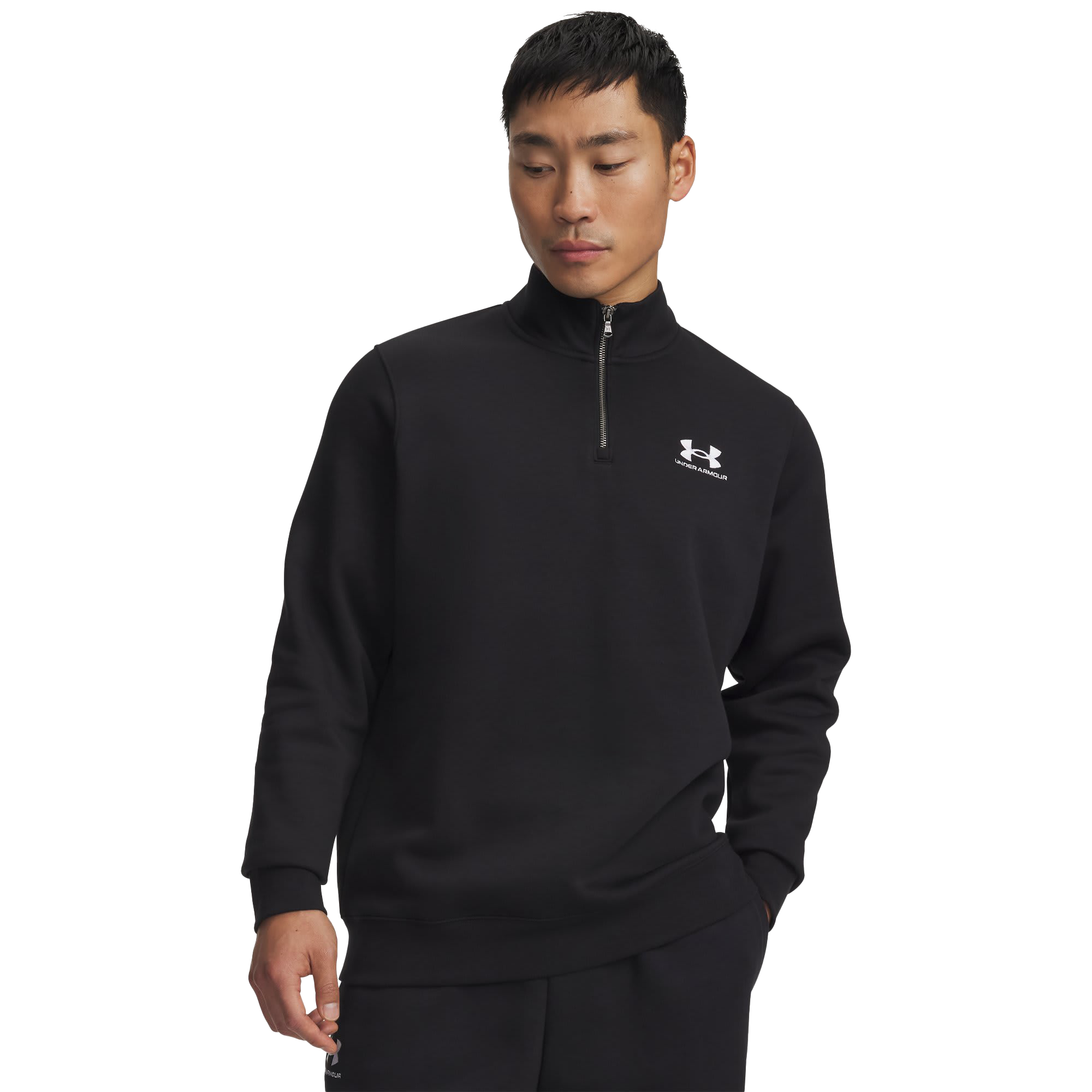 Image of Under Armour Icon Fleece Quarter-Zip Pullover - Black/White