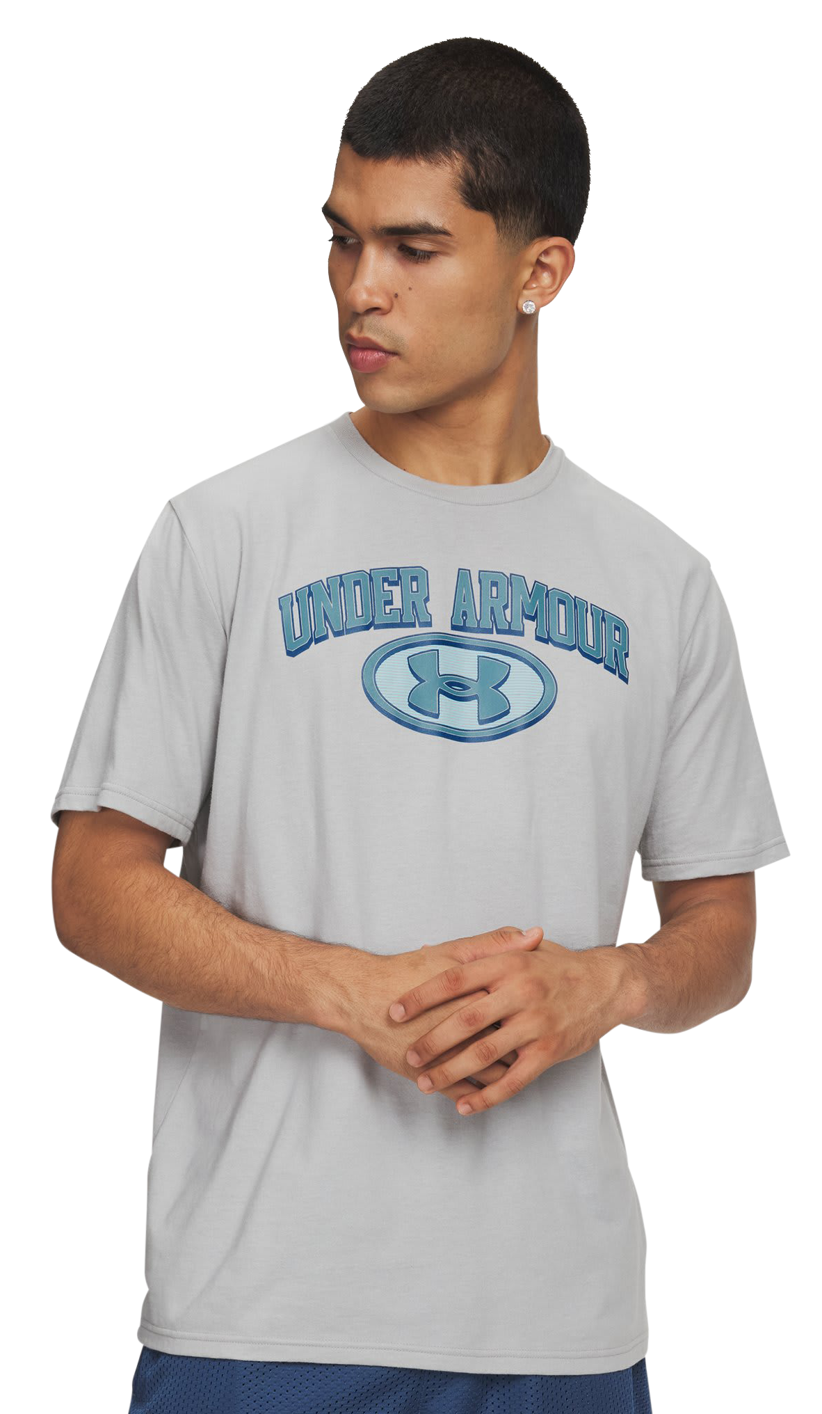 Image of Under Armour Wordmark Locker Tag Short-Sleeve T-Shirt - Mod Gray/Blue Haze