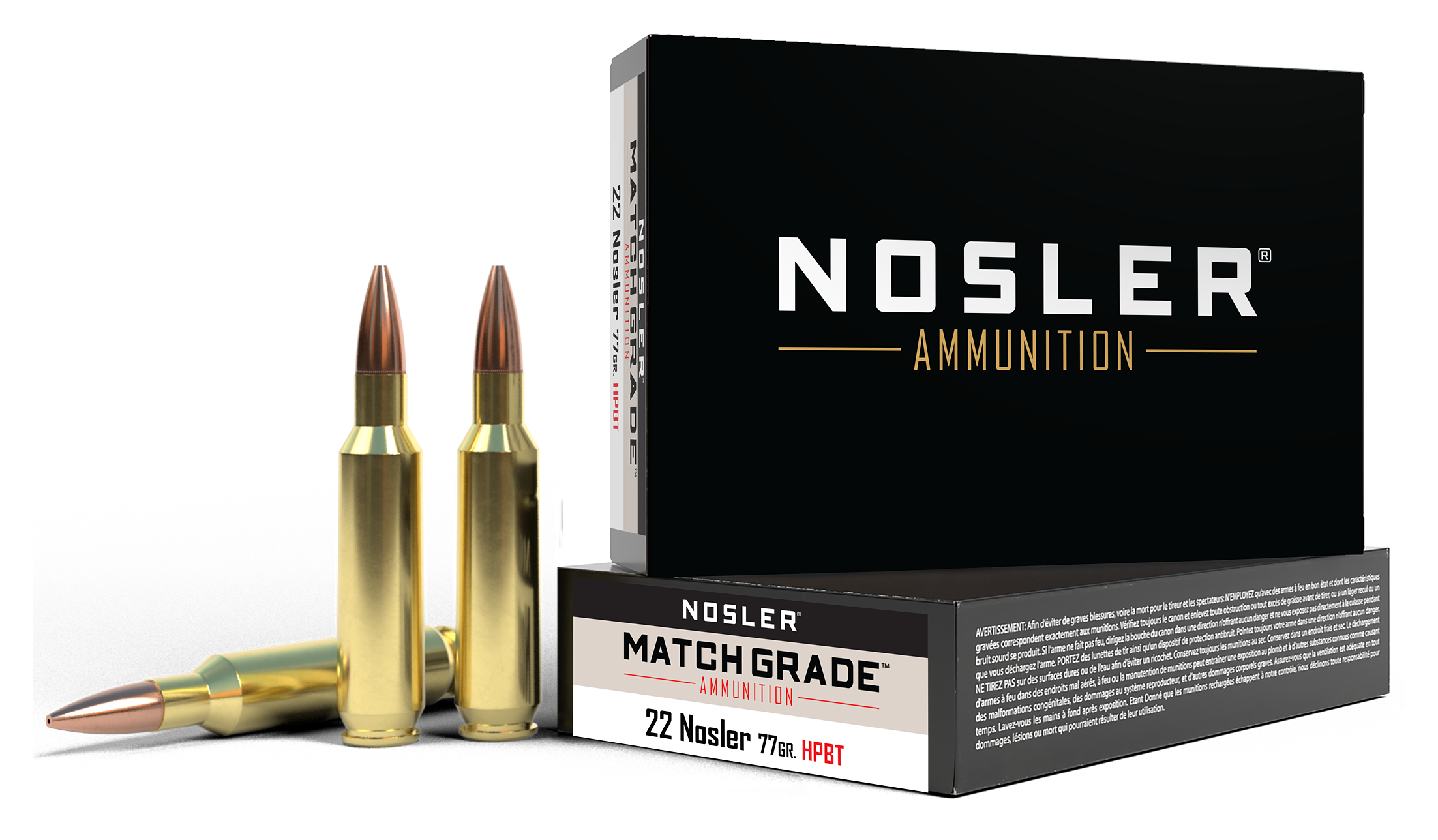 Nosler Match-Grade .22 Nosler 77 Grain Rifle Ammo