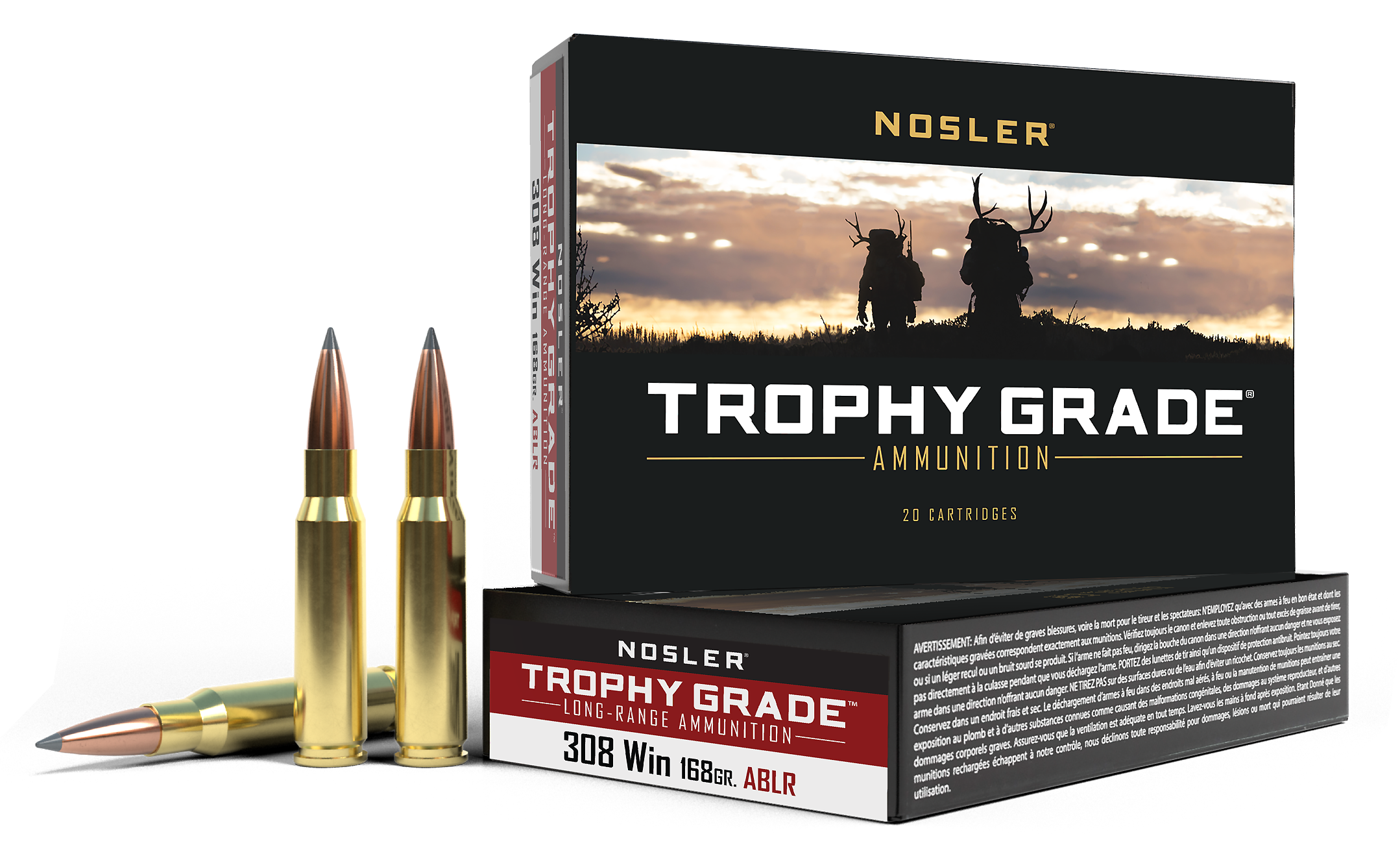 Nosler Trophy Grade .308 Winchester 168 Grain Long-Range Centerfire Rifle Ammo
