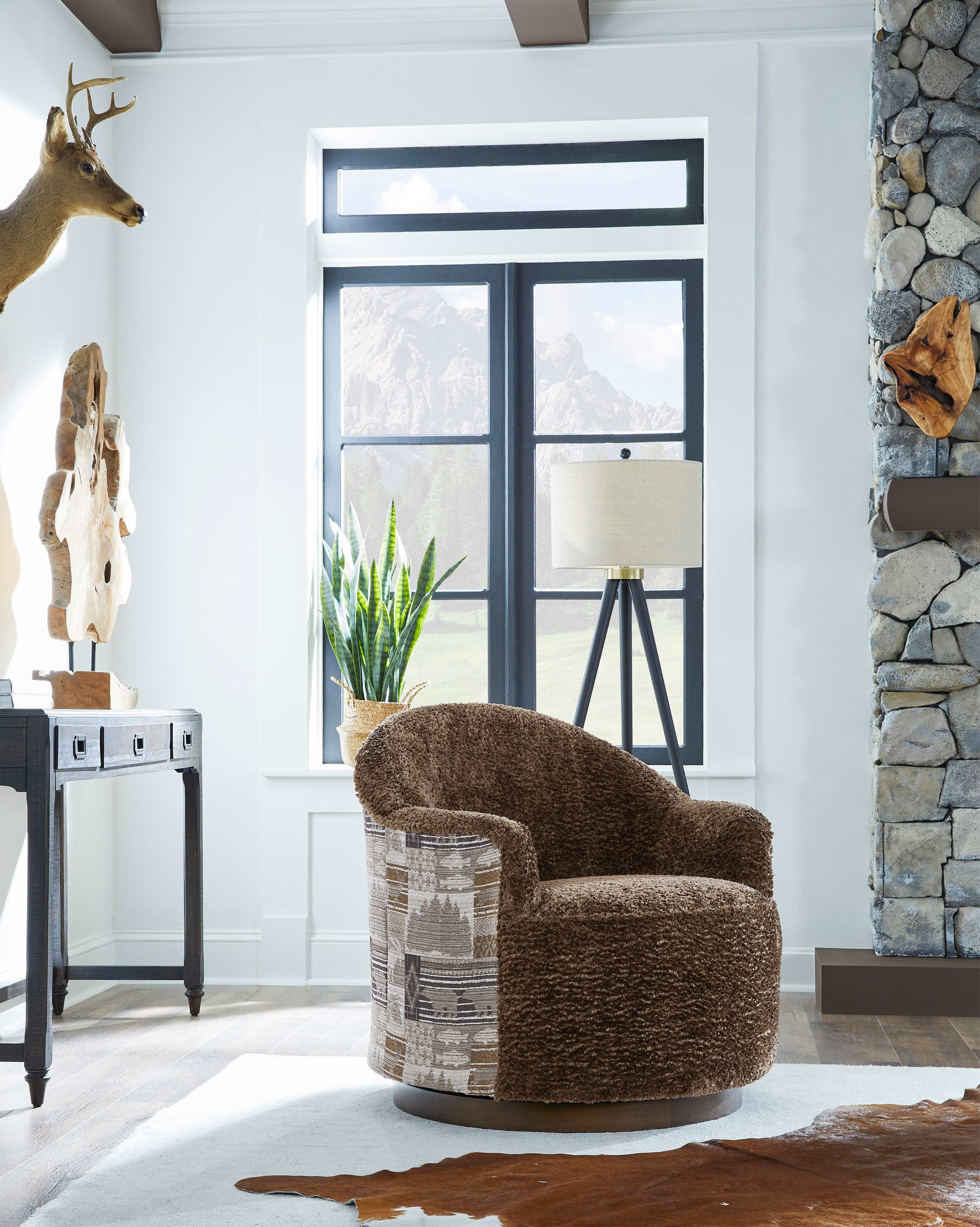Image of Best Home Furnishings Field & Stream Collection April Wildlife Print Swivel Chair