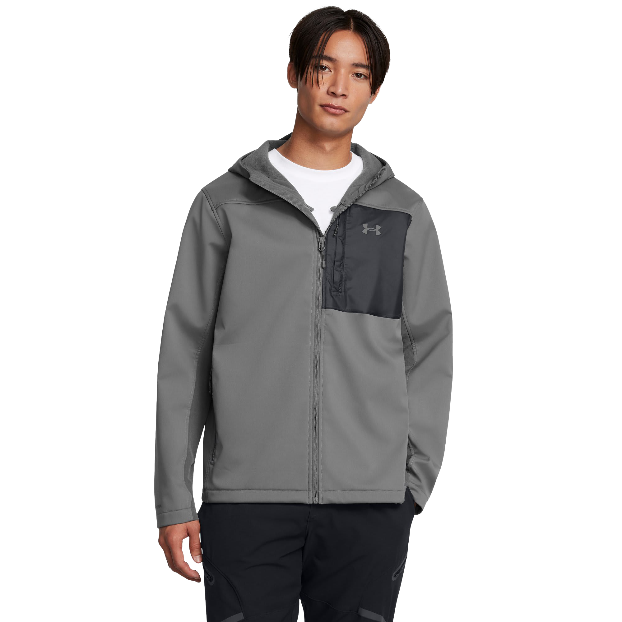 Image of Under Armour Storm ColdGear Infrared Shield 2.0 Hooded Jacket - Castlerock/Black
