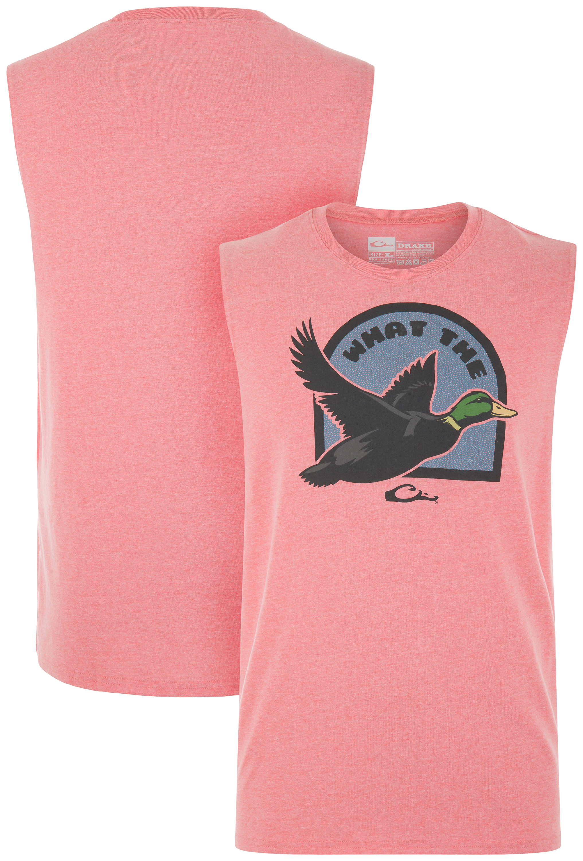 Image of Drake Waterfowl What The Duck Sleeveless T-Shirt - Peach Echo Light Heather