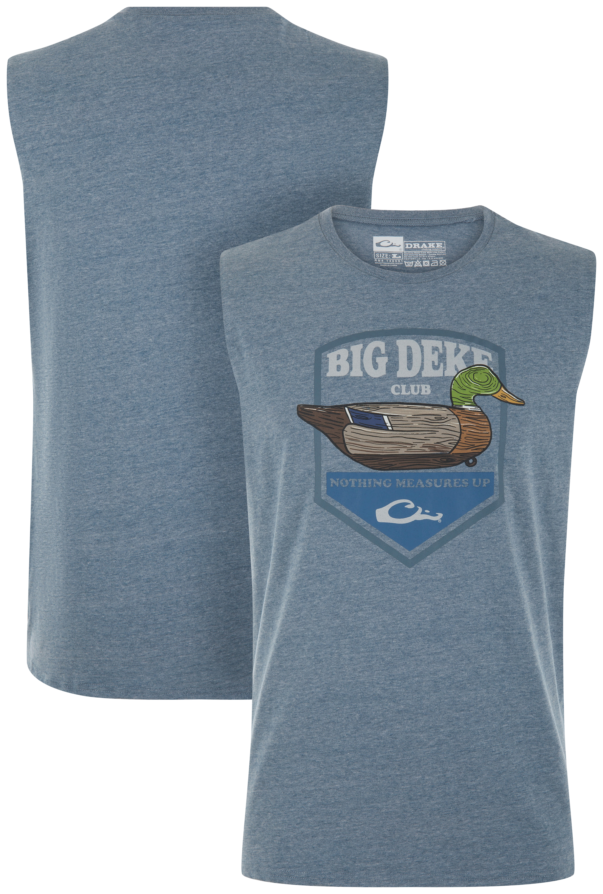 Image of Drake Waterfowl Big Deke Sleeveless T-Shirt - Vintage Indigo Light Heather