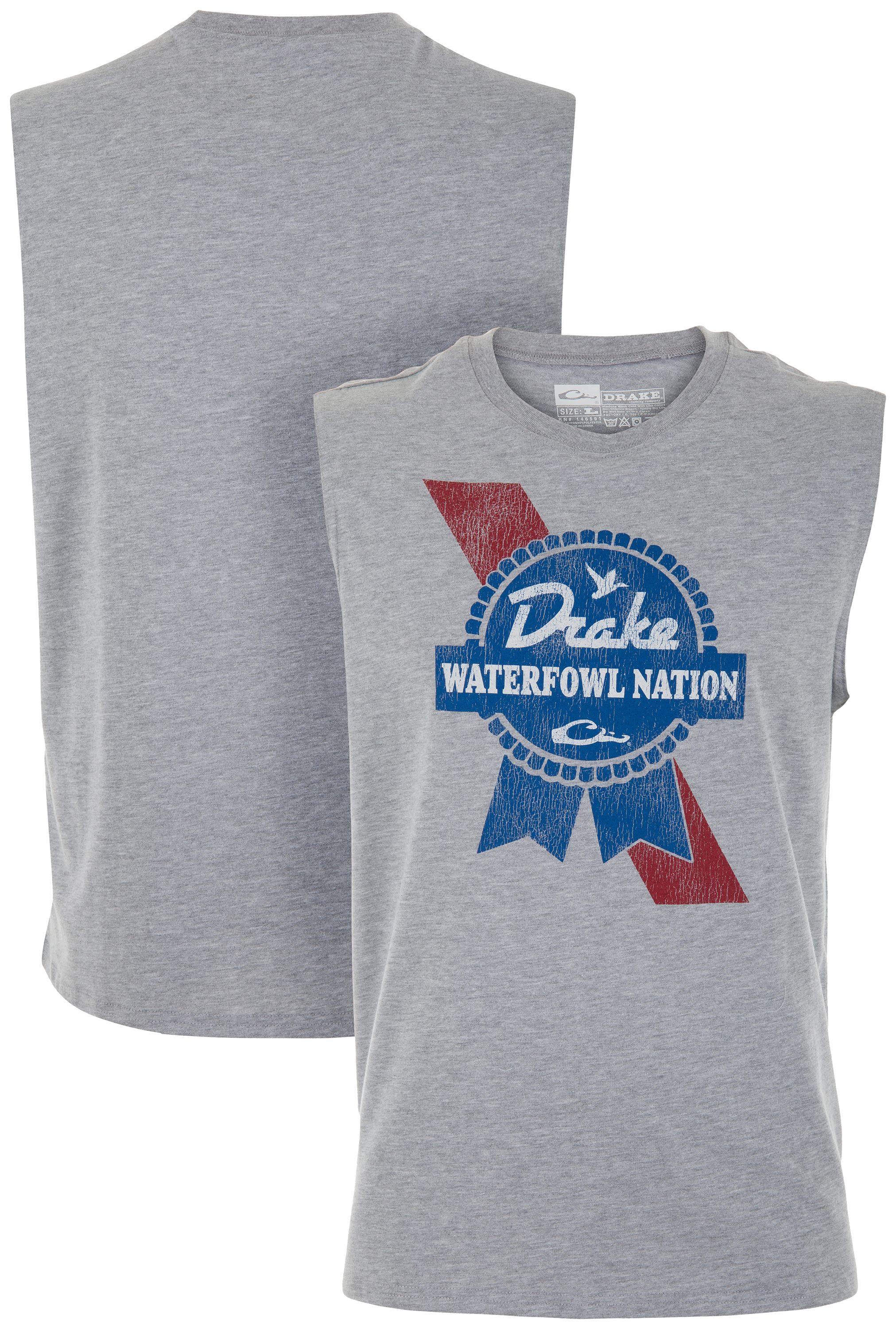 Image of Drake Waterfowl Nation Sleeveless T-Shirt - Athletic Heather